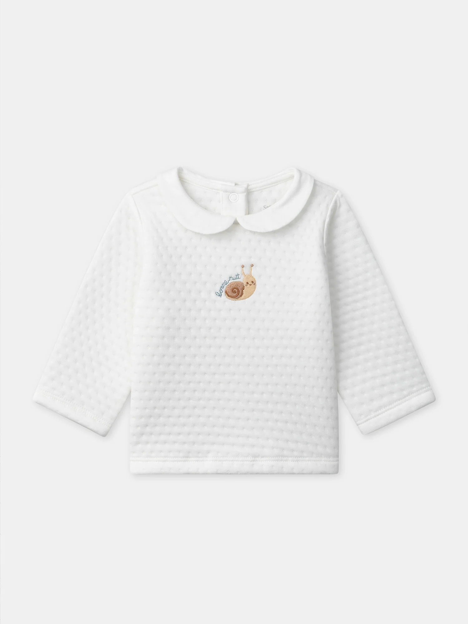 Ensemble haut + pantalon écru + doudou imprimé escargots Naissance Mixte - Image 4