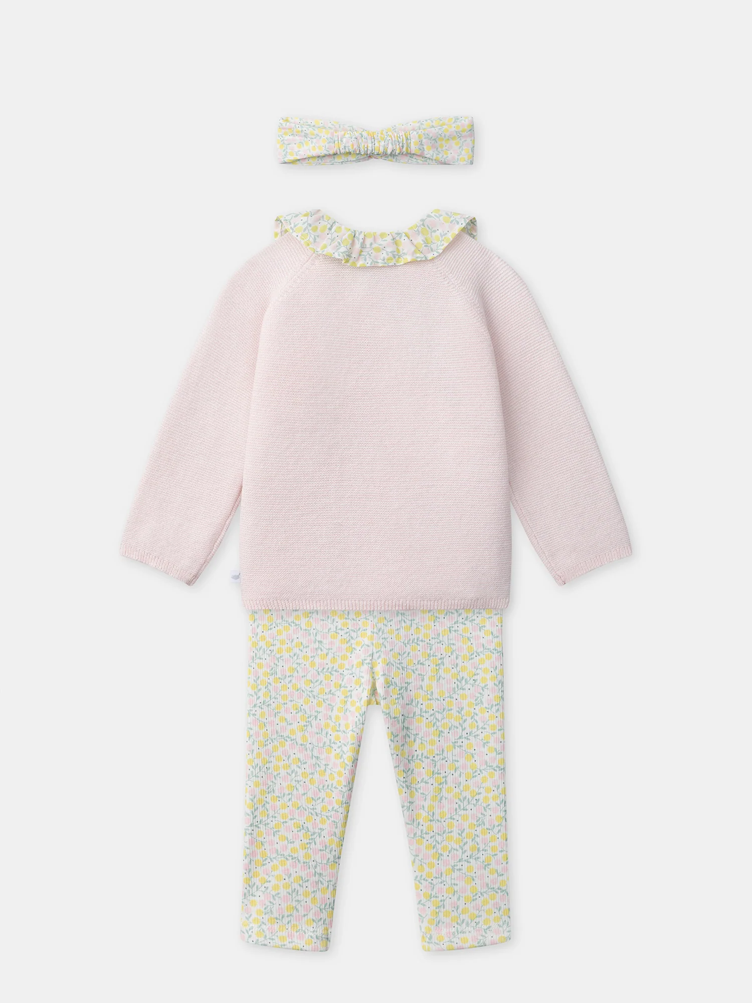 Ensemble pull rose + legging fleuri + bandeau fleuri Naissance Fille - Image 15