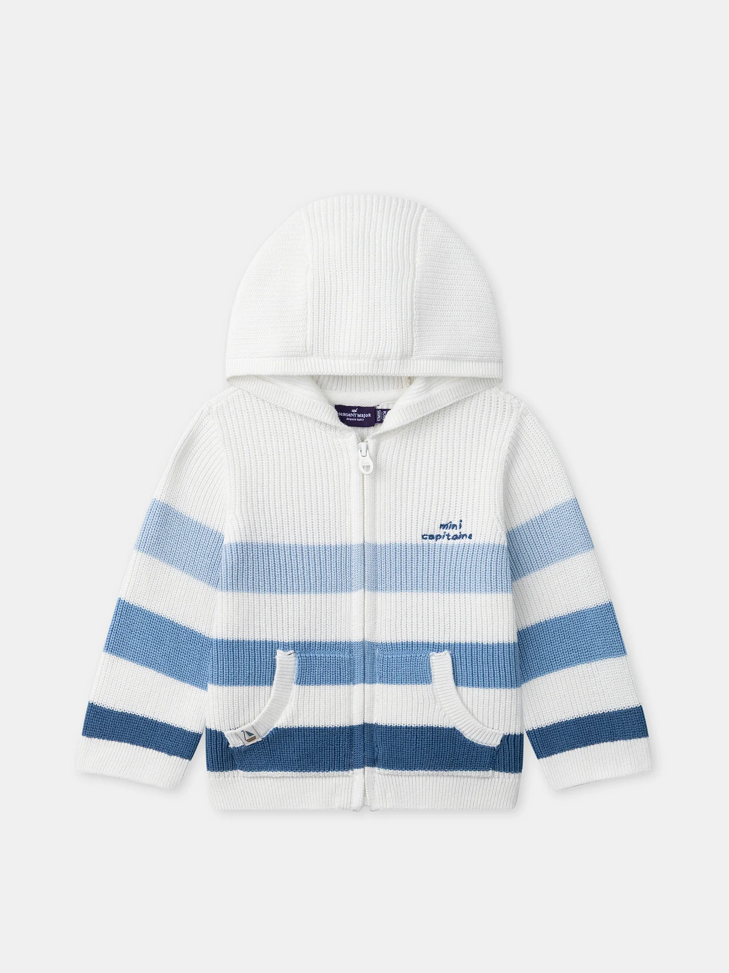 Gilet à capuche et rayures bleues Bébé Garçon