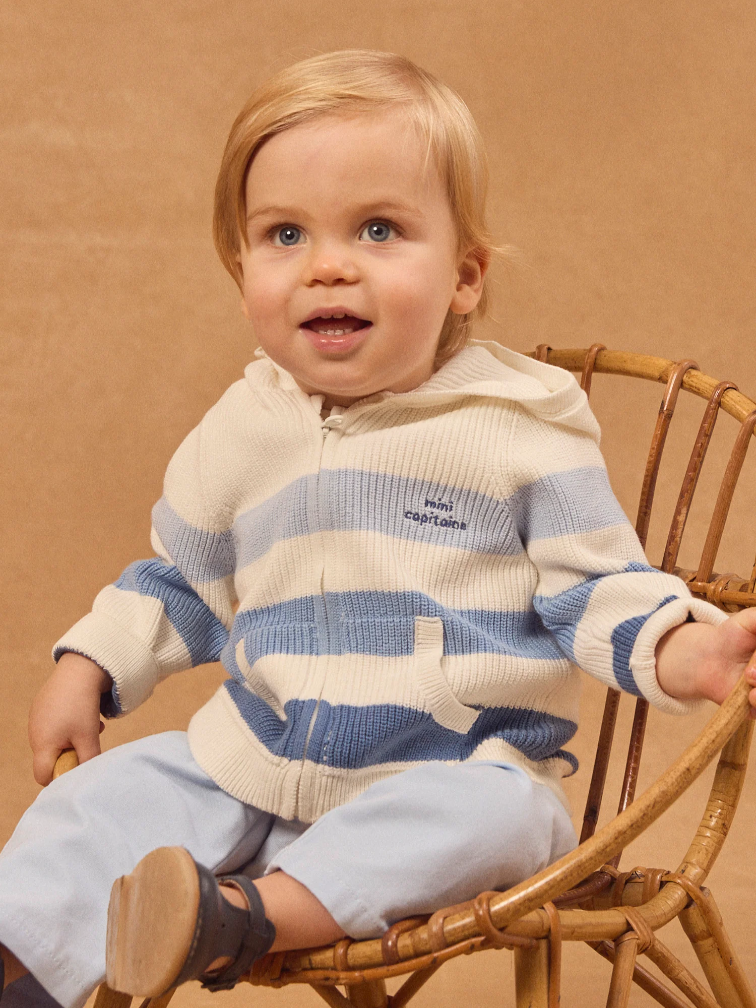 Gilet à capuche et rayures bleues Bébé Garçon - Image 2