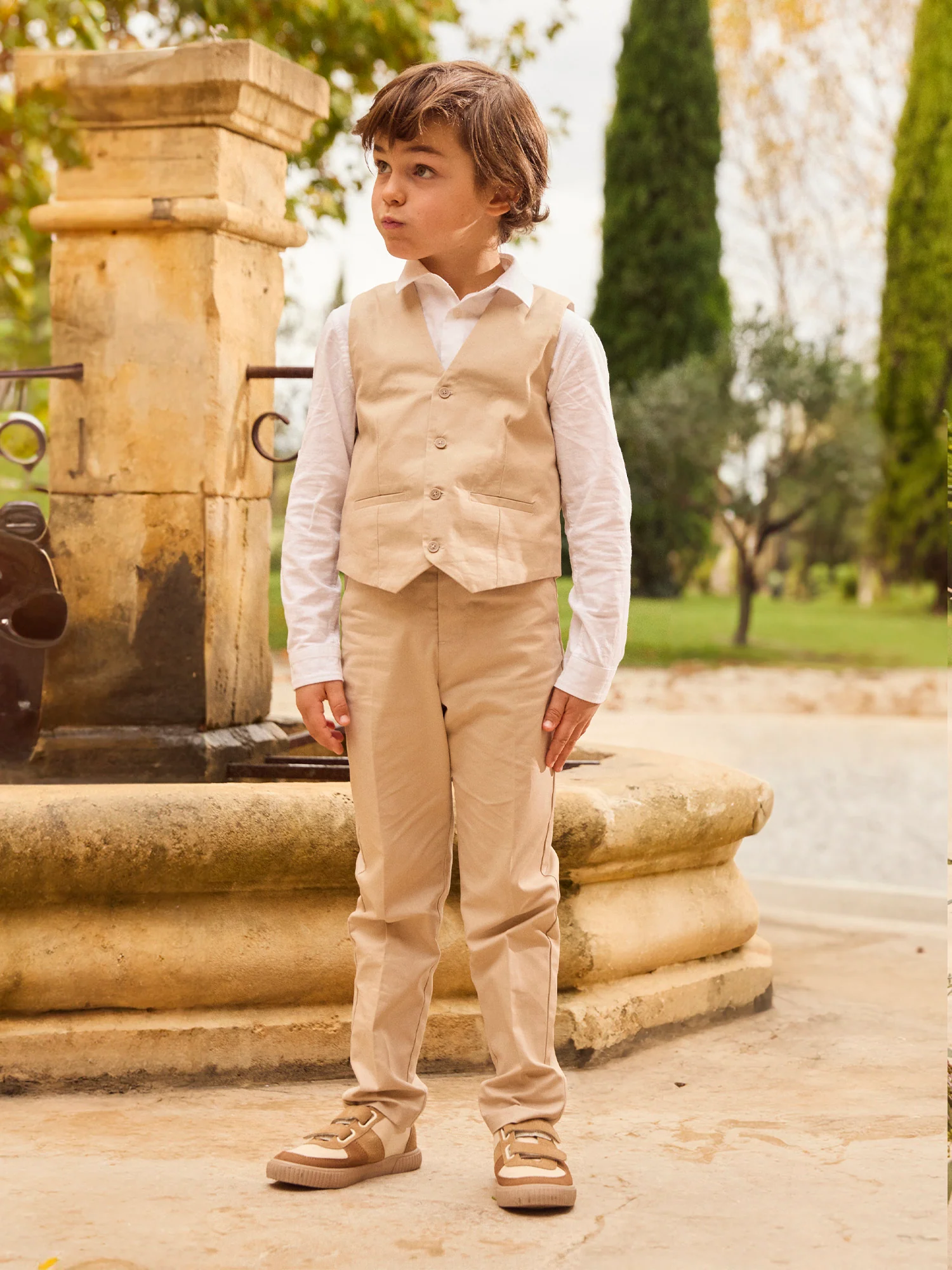Gilet beige sans manches Garçon - Image 3