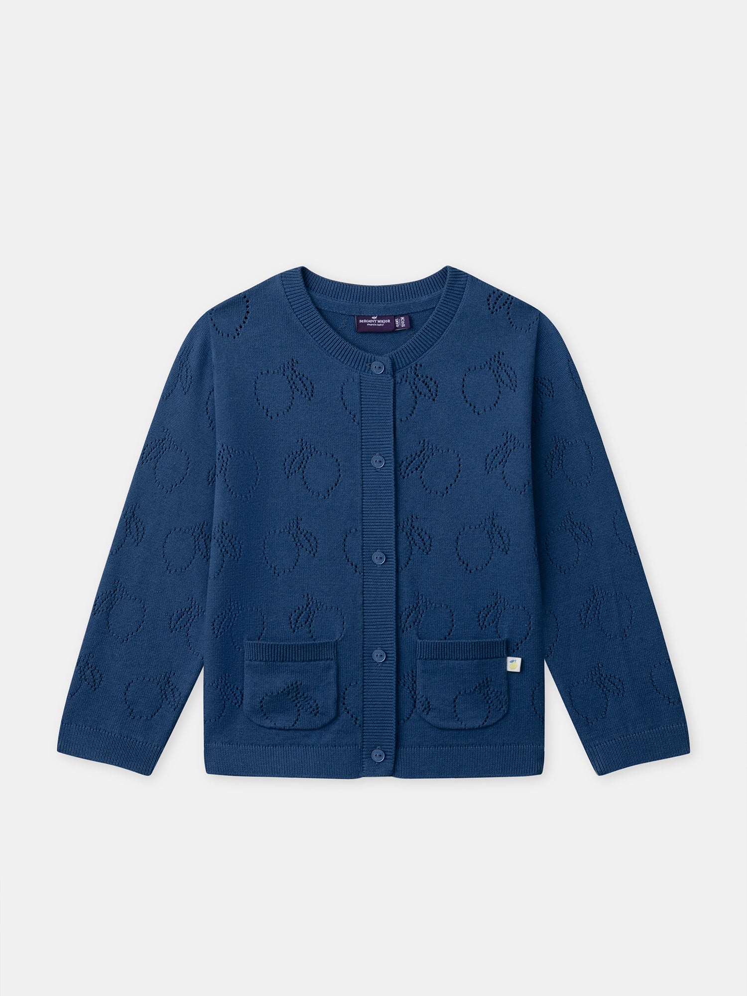Gilet bleu ajourée citrons Fille
