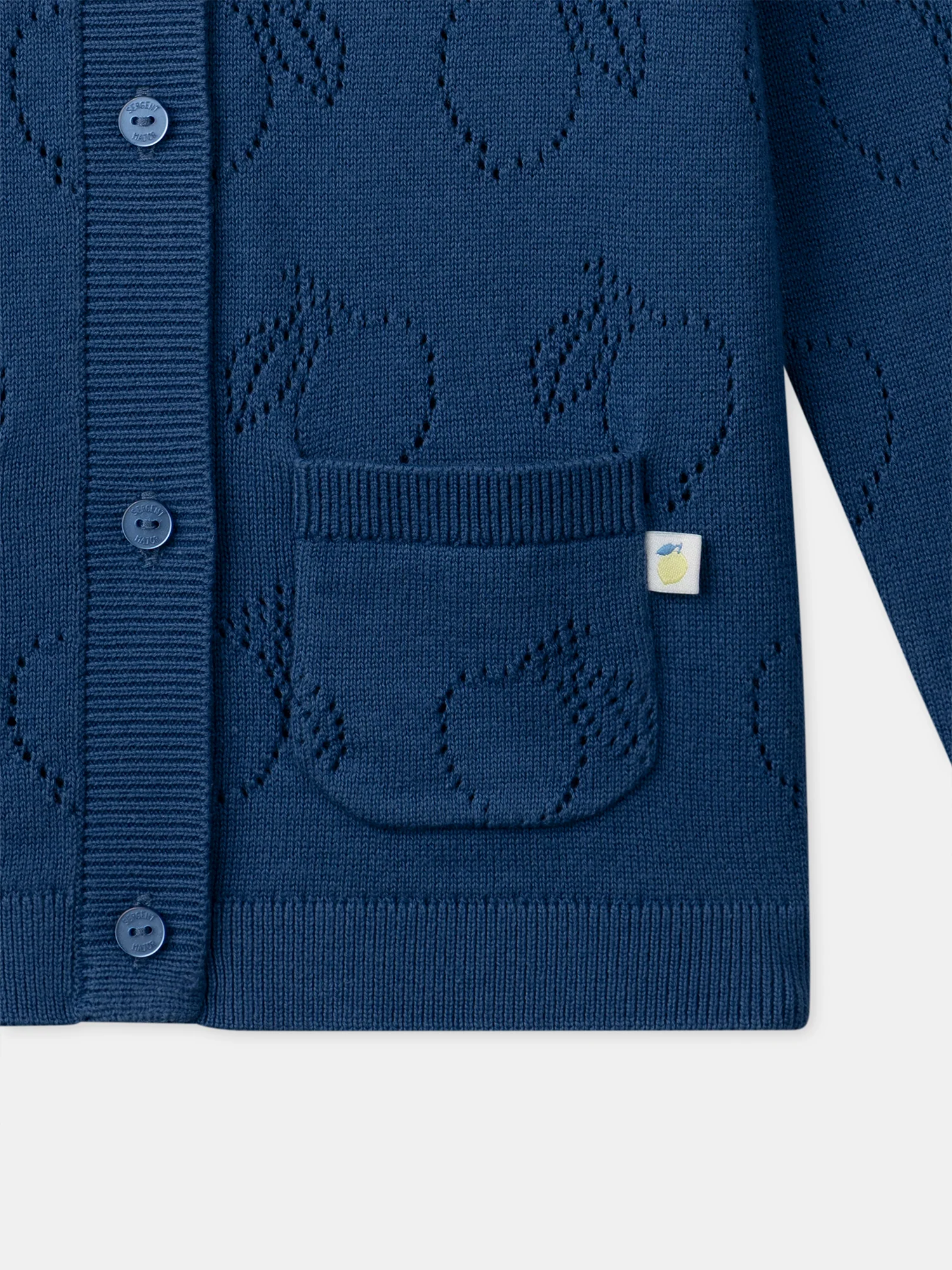 Gilet bleu ajourée citrons Fille - Image 3