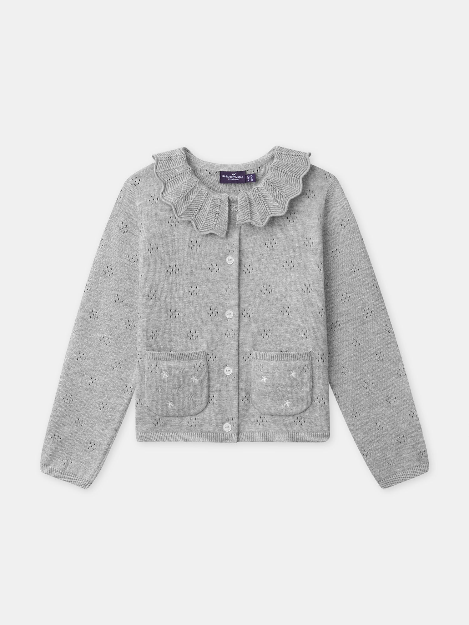 Gilet gris à col Fille
