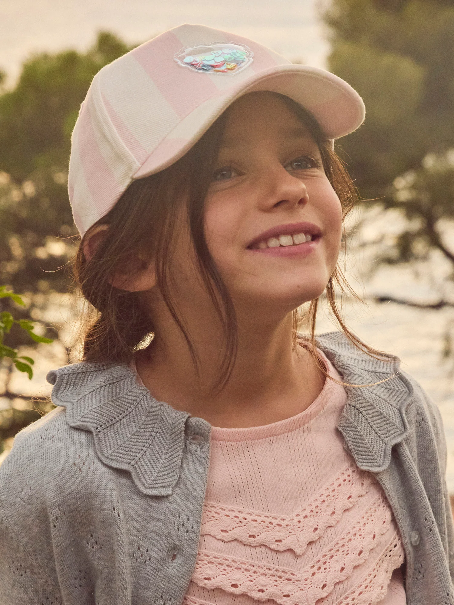 Gilet gris à col Fille - Image 3