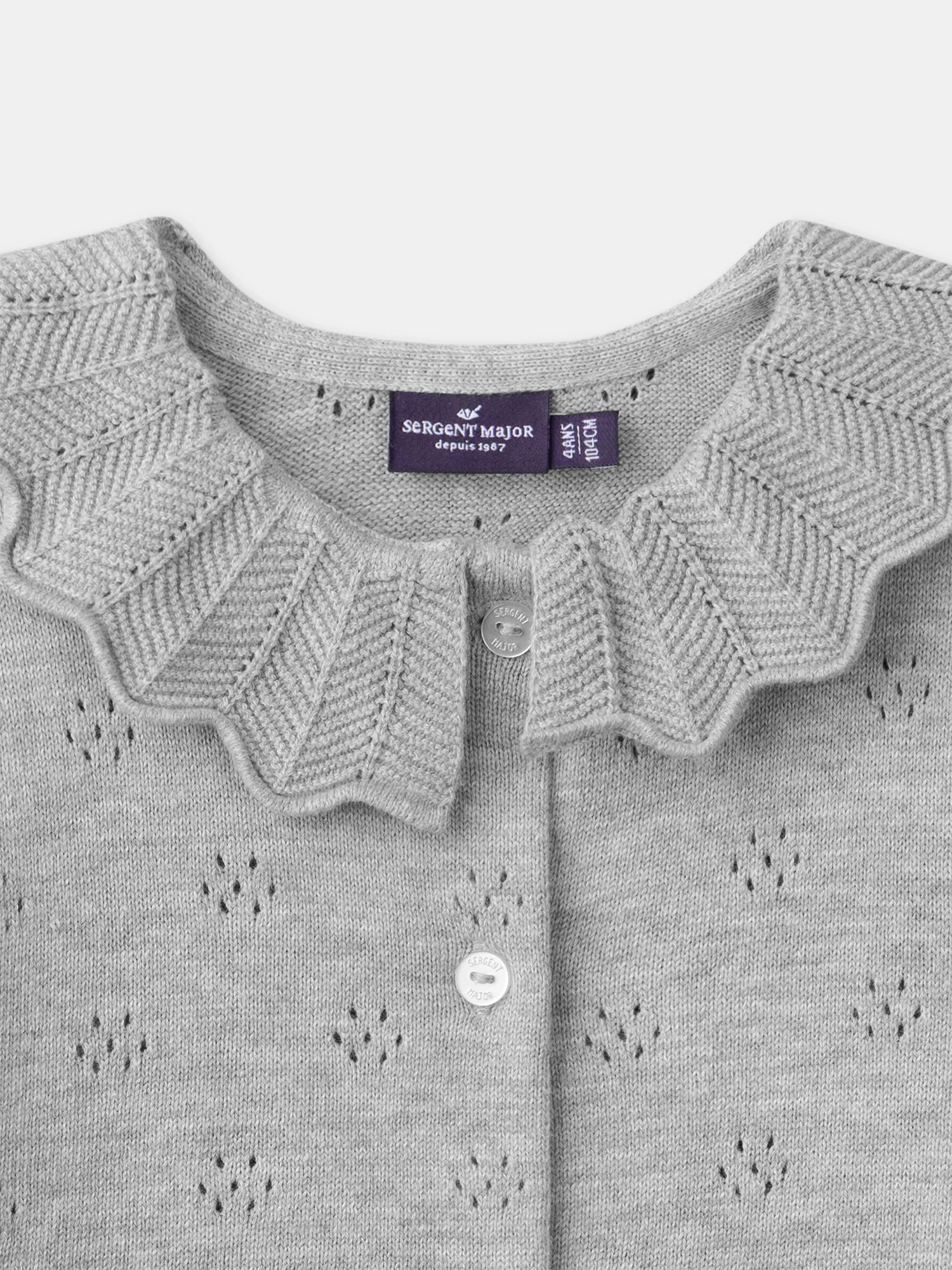 Gilet gris à col Fille - Image 5