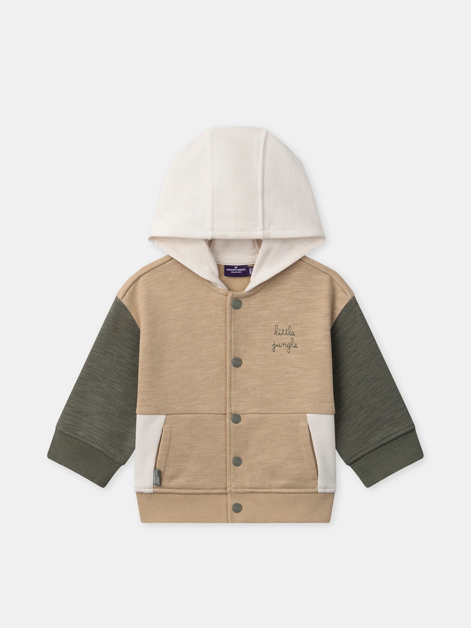 Gilet tricolore à capuche Bébé Garçon