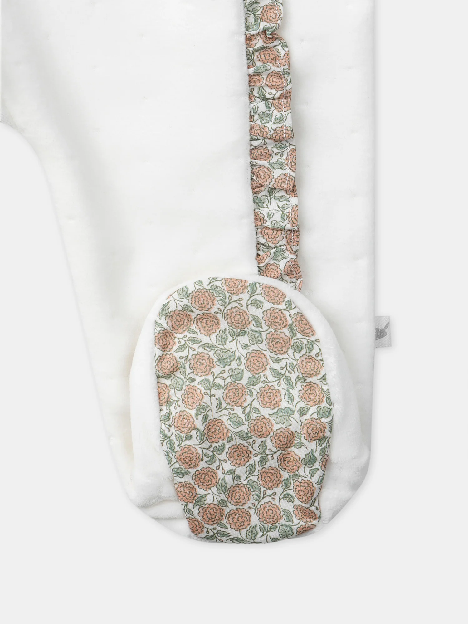 Grenouillère blanche en velours et fleuri Naissance Fille - Image 5