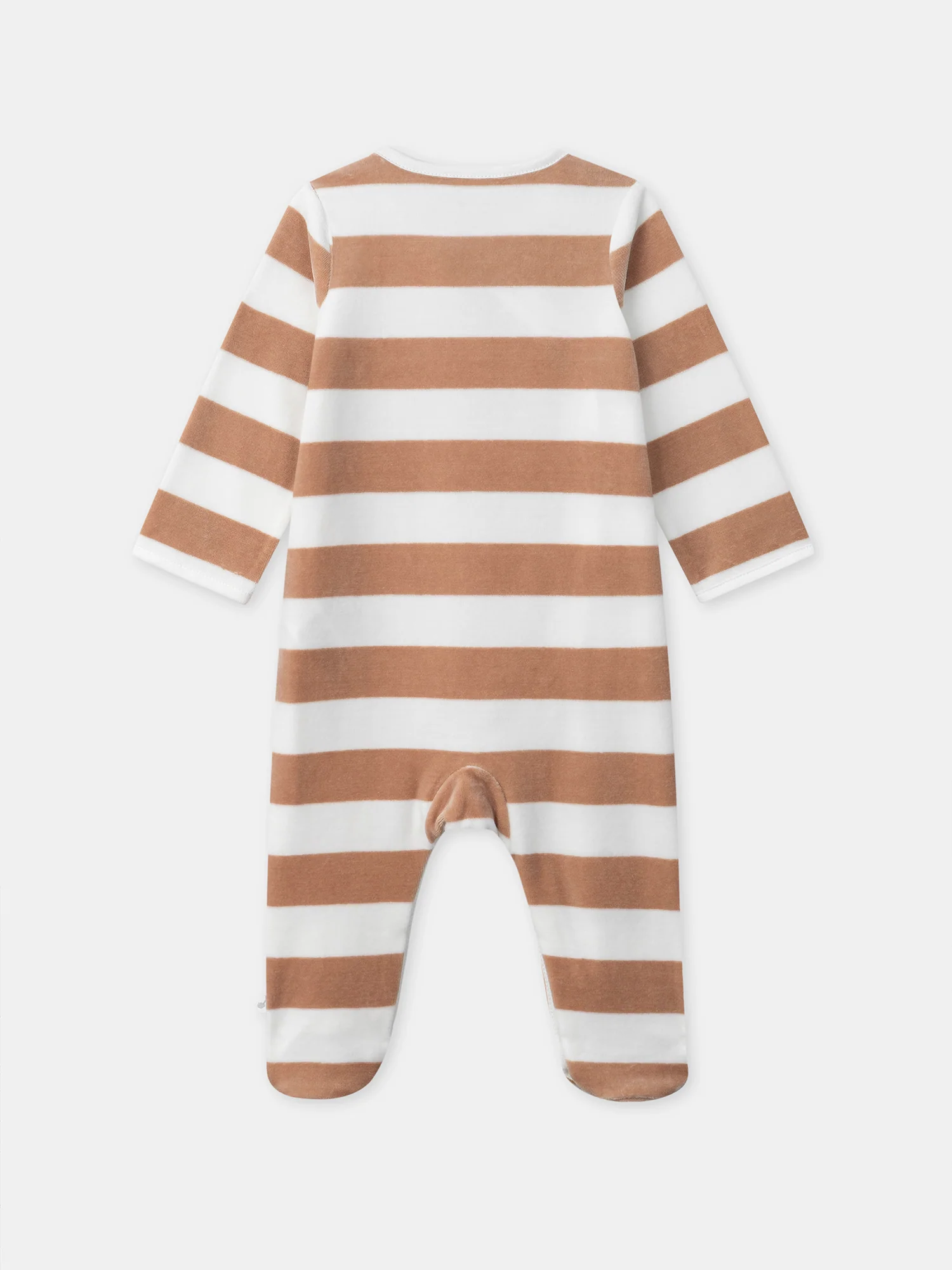 GrenouillÚre à rayures marrons en velours Naissance Garçon - Image 3