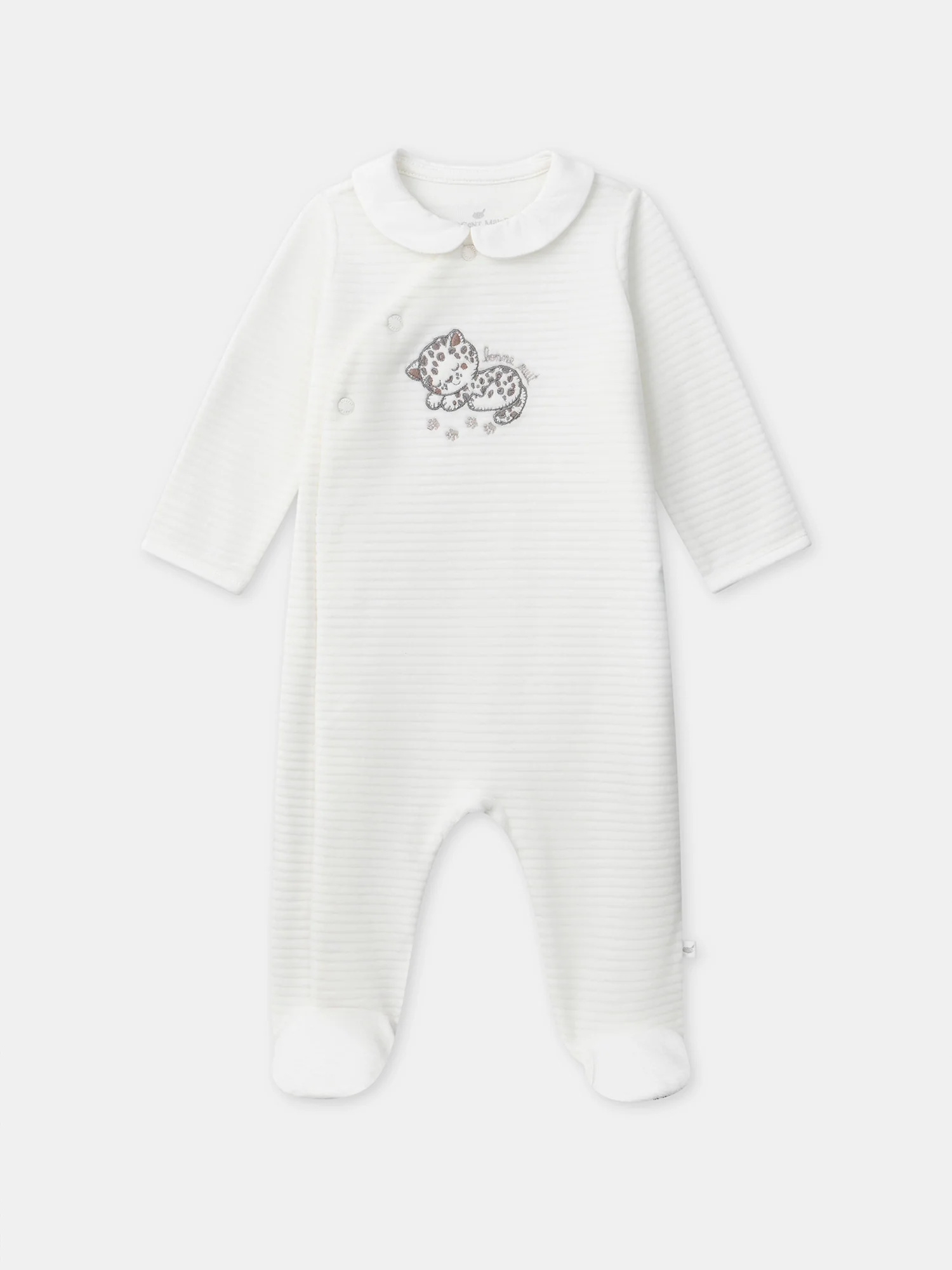 Grenouillère blanche en velours à col Naissance Mixte