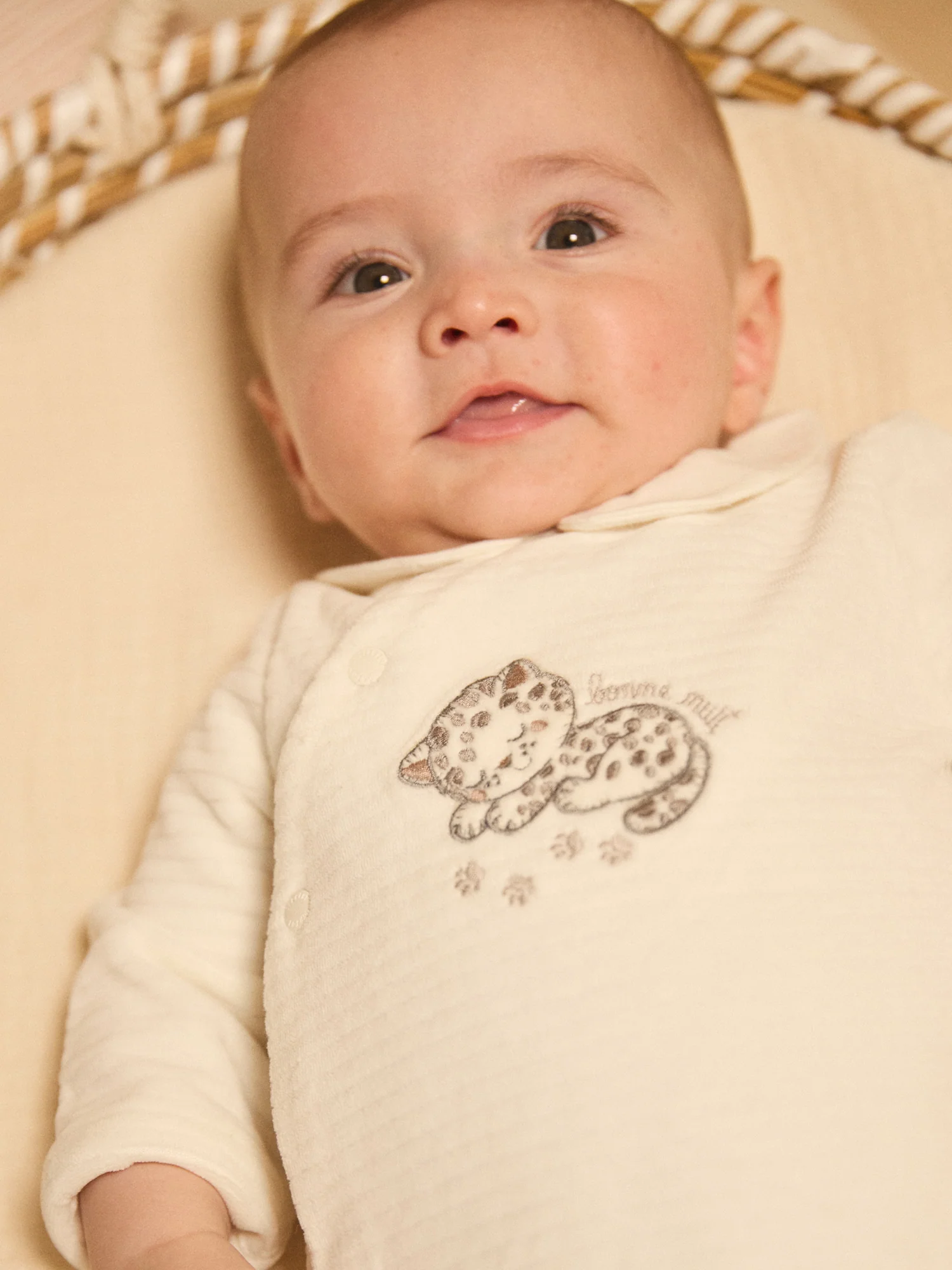 Grenouillère blanche en velours à col Naissance Mixte - Image 3