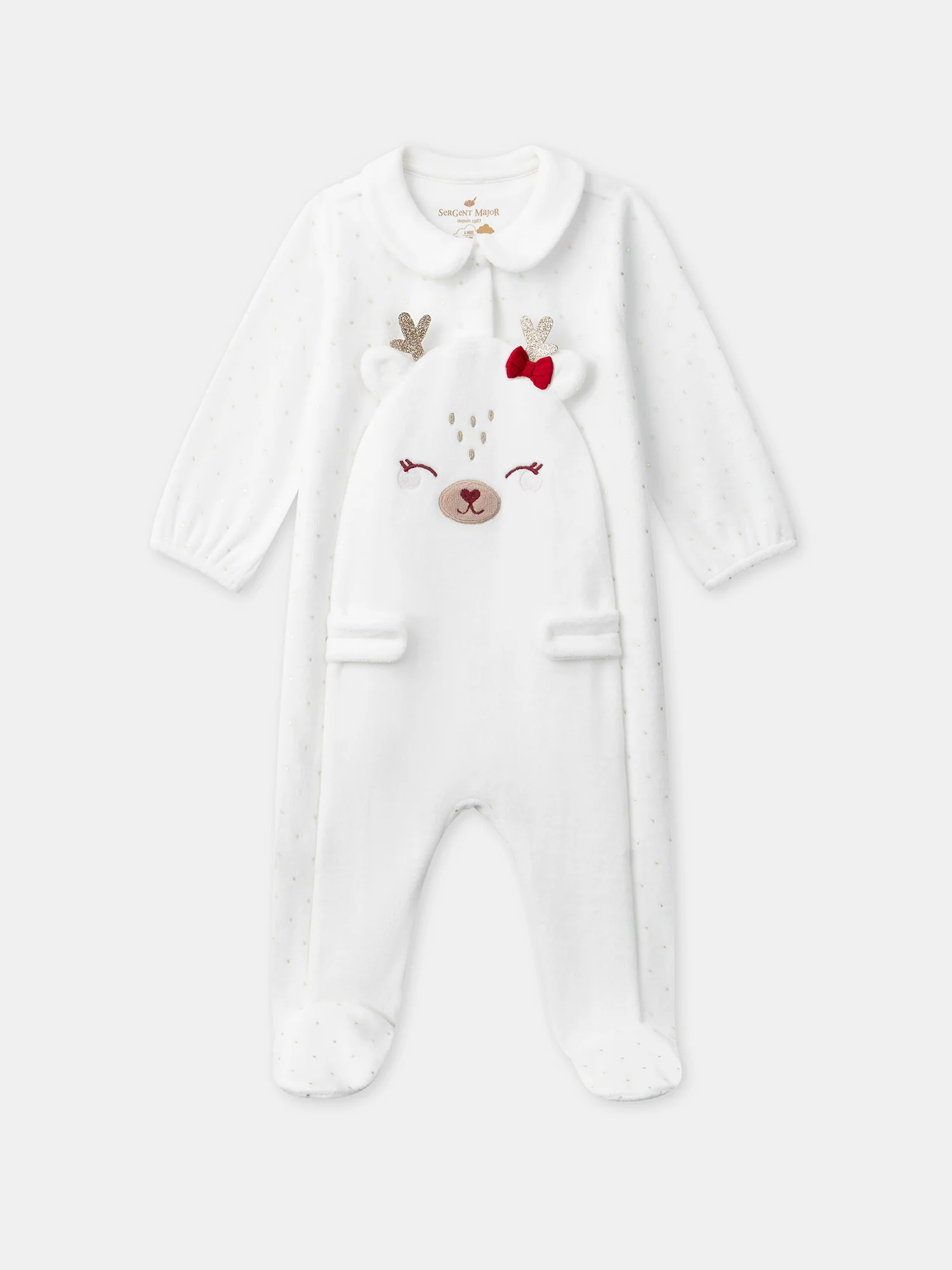 Grenouillère blanche + bandeau marron Bébé Fille - Image 5