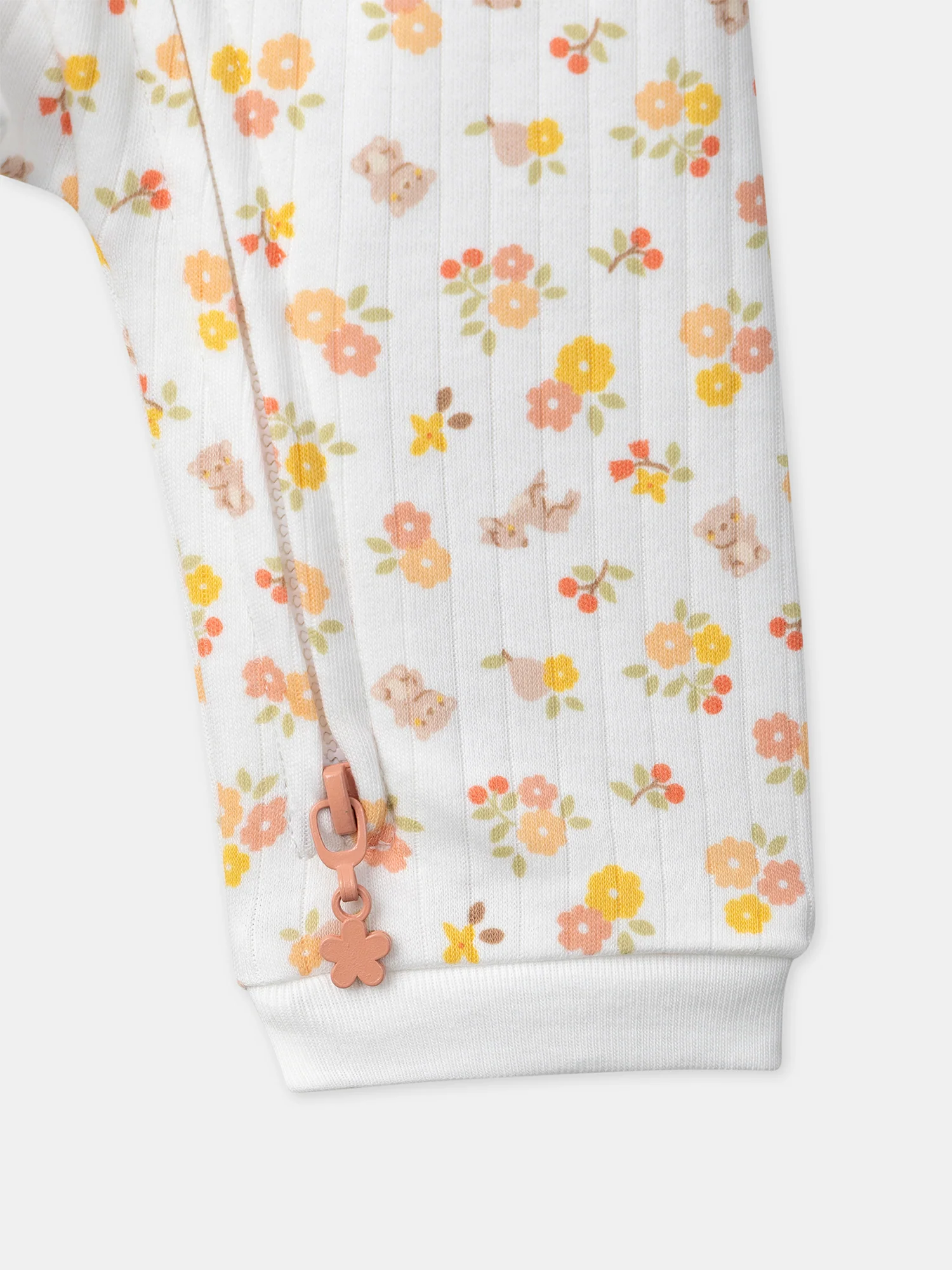 GrenouillÚre écru imprimé fleurs et animaux zippé Bébé Fille - Image 4