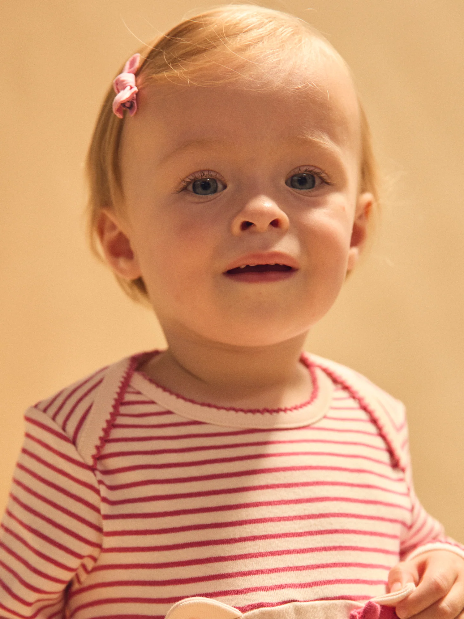 Grenouillère rose à rayures et rose uni Bébé Fille - Image 3