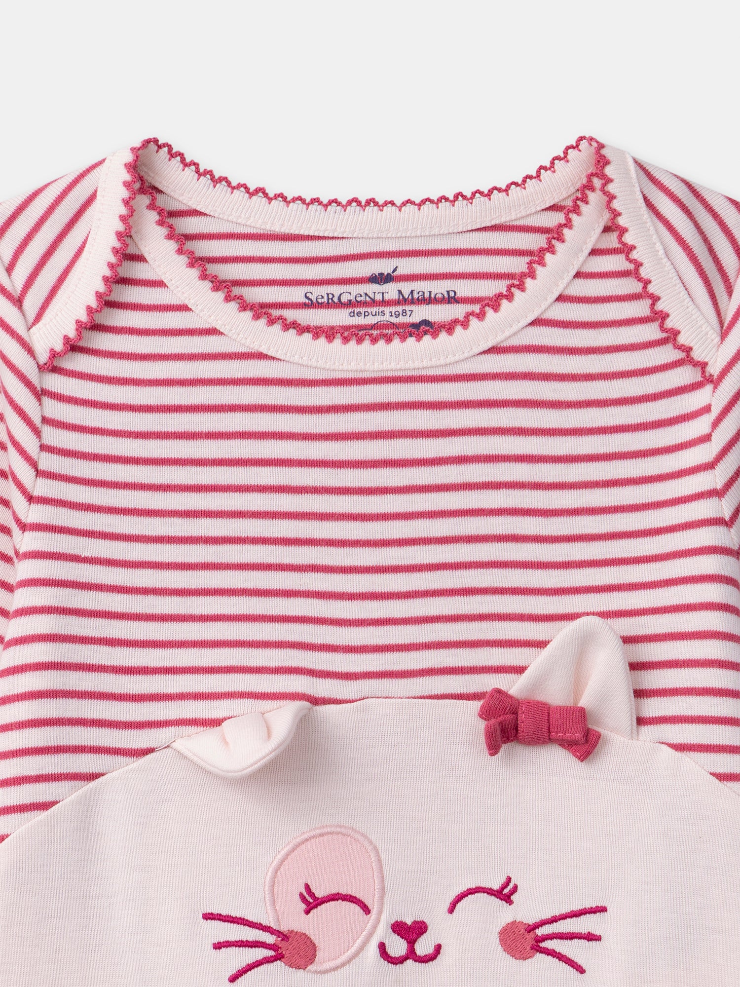 Grenouillère rose à rayures et rose uni Bébé Fille - Image 6
