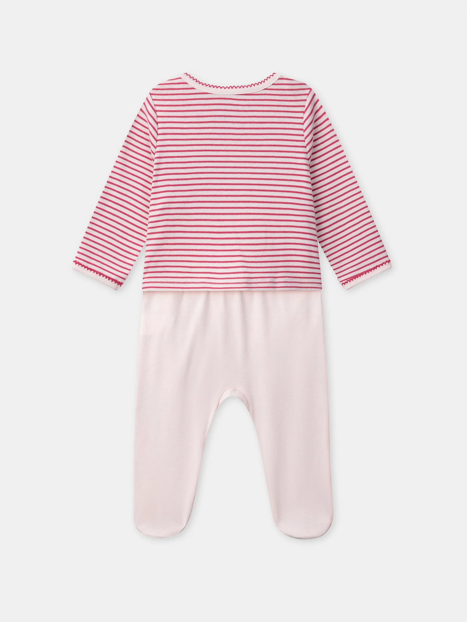Grenouillère rose à rayures et rose uni Bébé Fille - Image 7