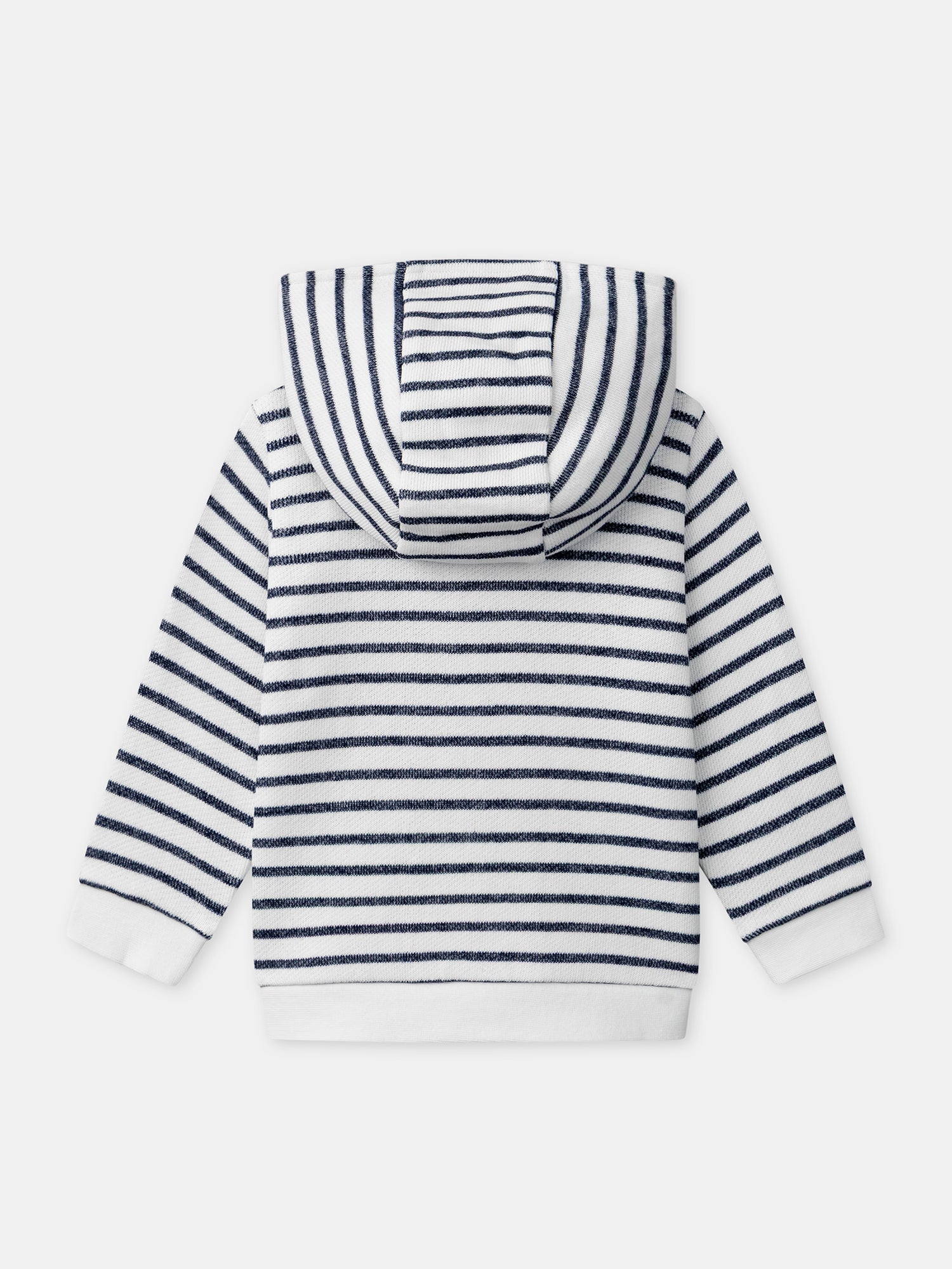 Sweat à capuche zippé à rayures bleues marines Bébé Garçon - Image 3