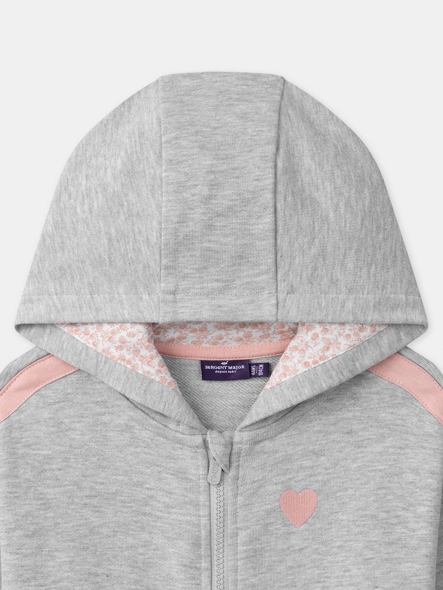 Sweat zippé gris et rose Fille - Image 2