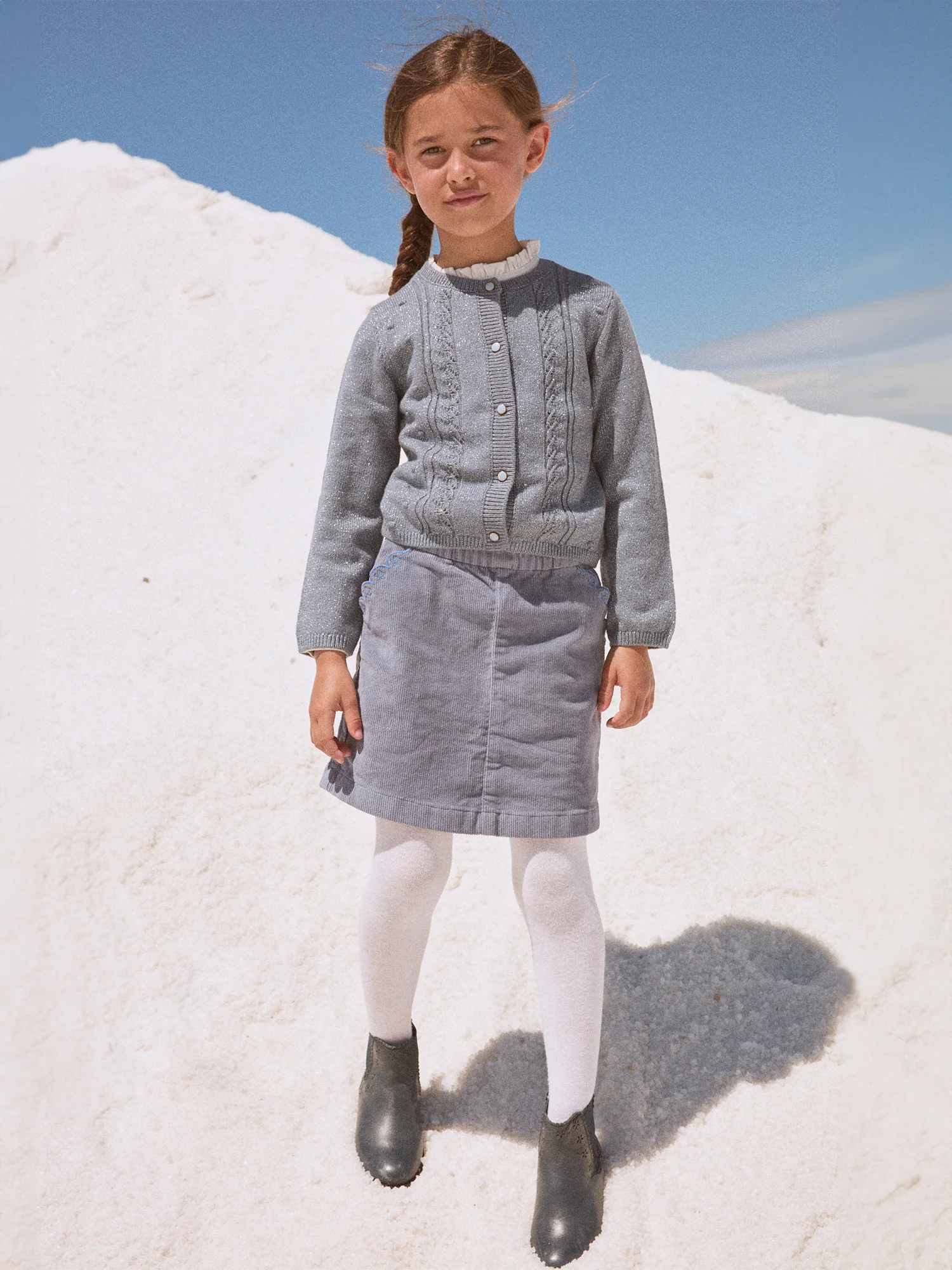 Jupe bleu en velours Fille - Image 4