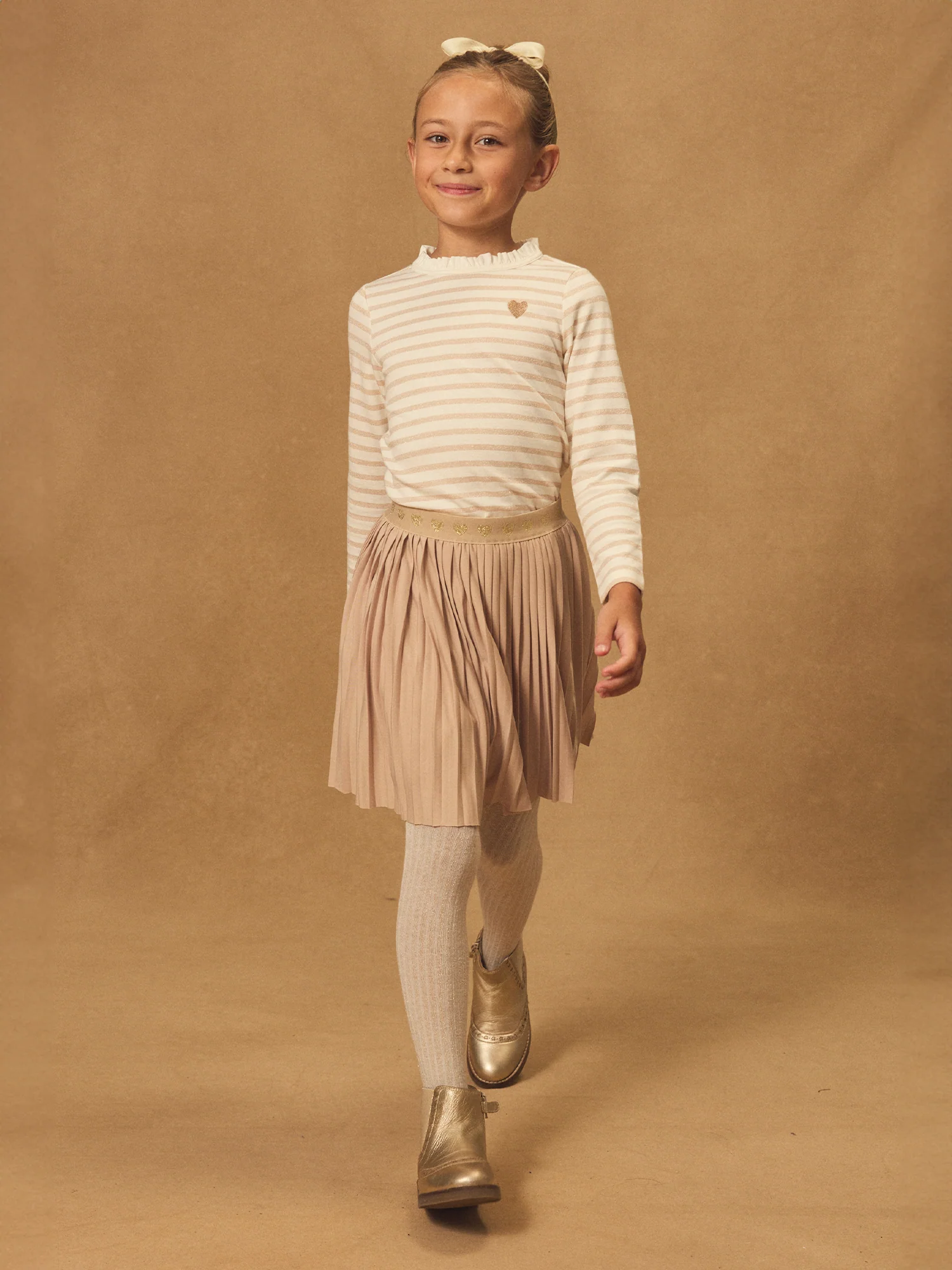 Jupe plissé dorée Fille - Image 5