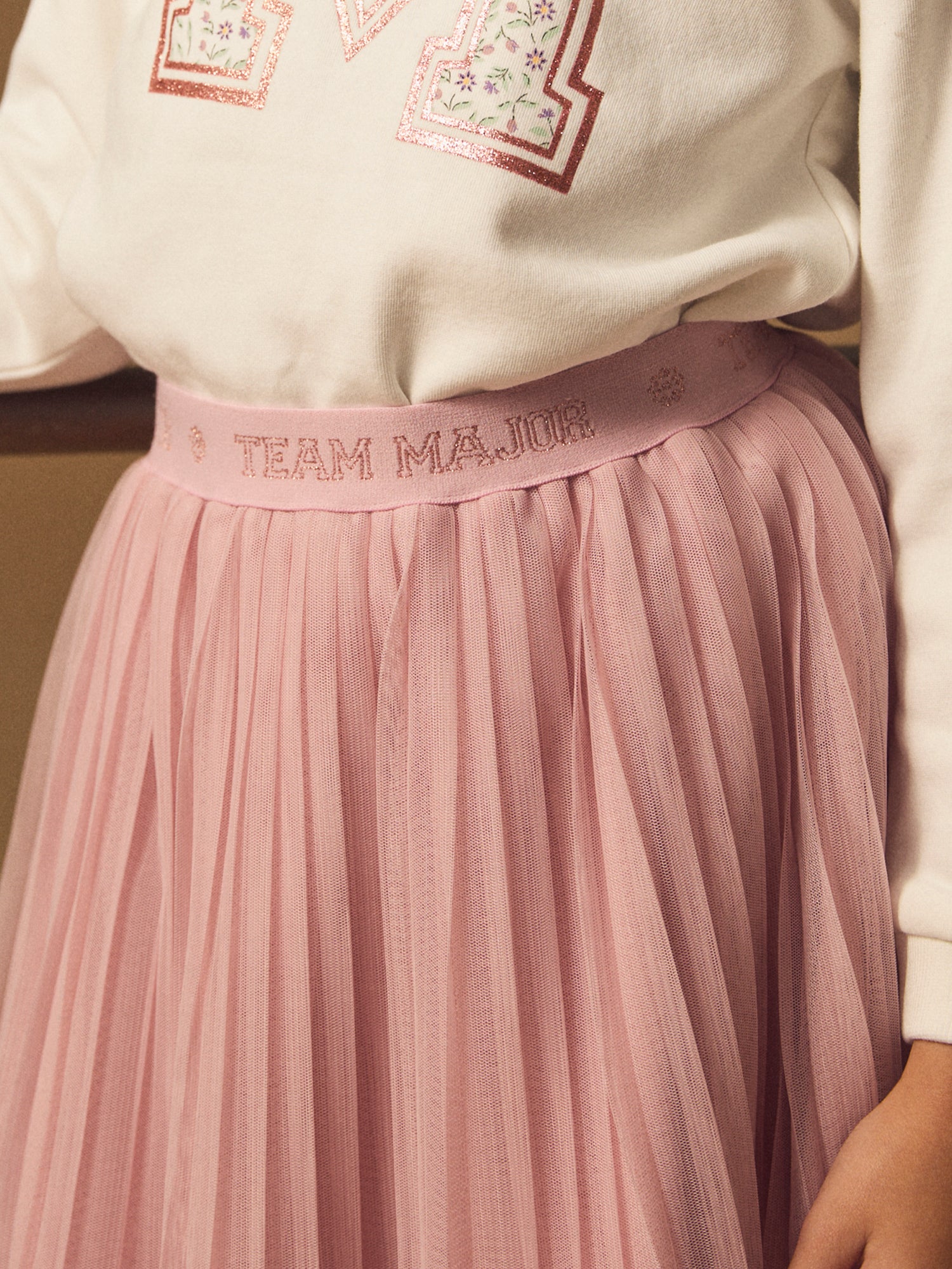 Jupe rose plissée en tulle Fille - Image 3