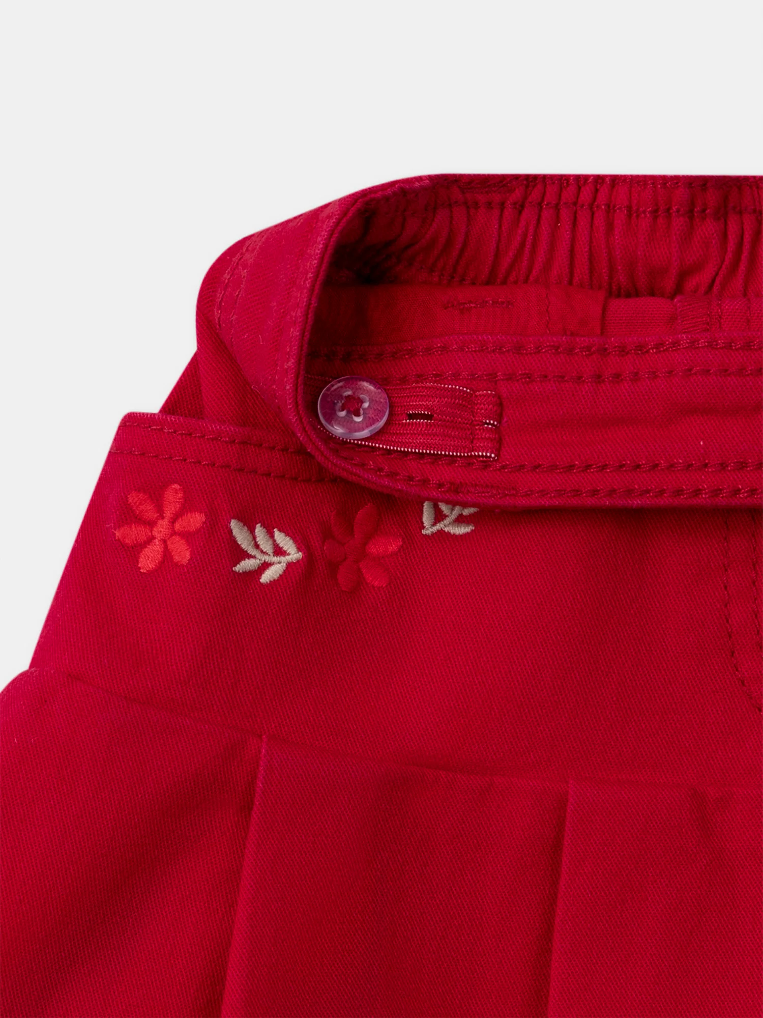 Jupe plissée rouge à broderies fleurs Fille - Image 6