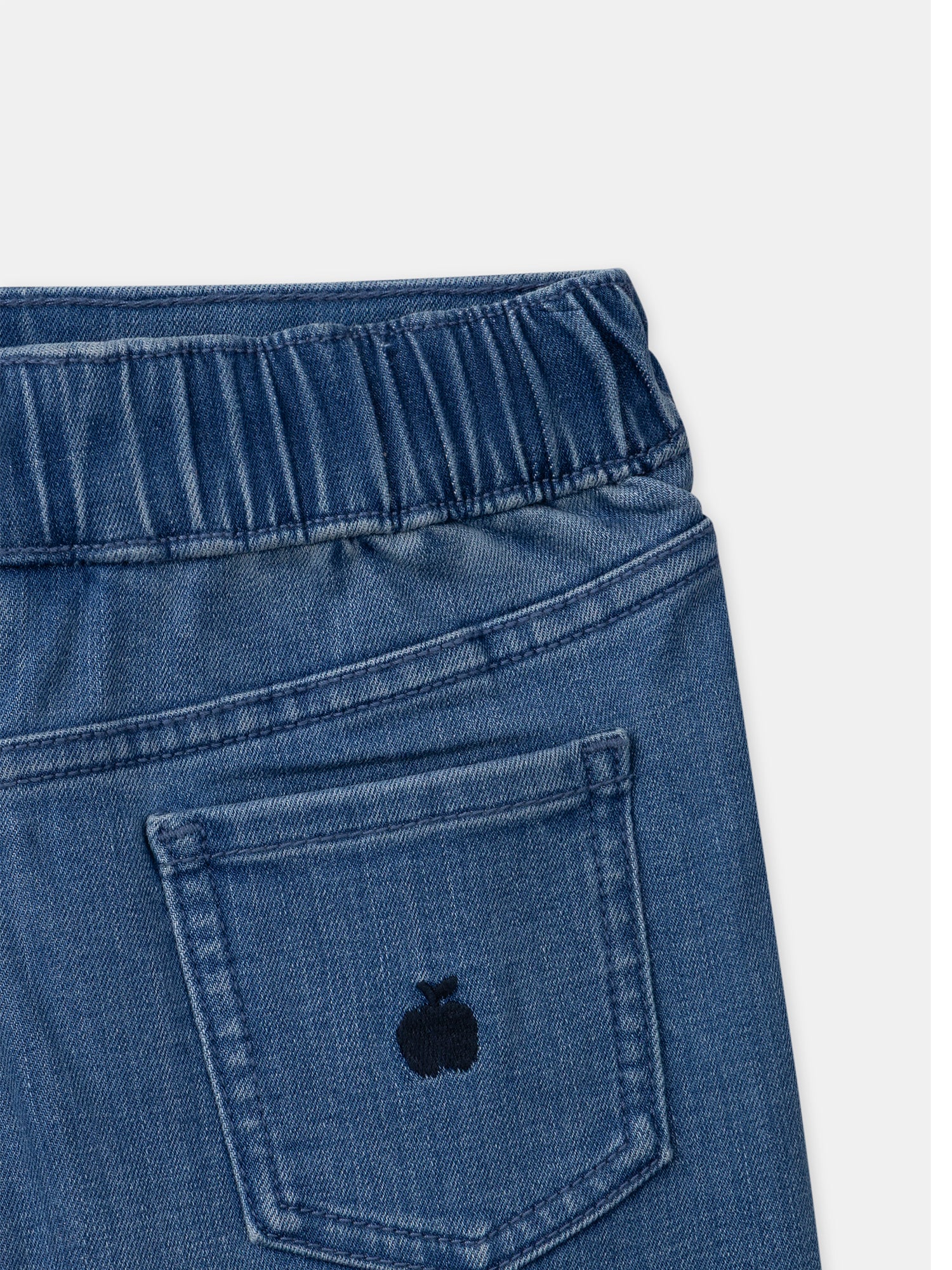 Jupe-short en jean bleu mi-plissée Fille - Image 5