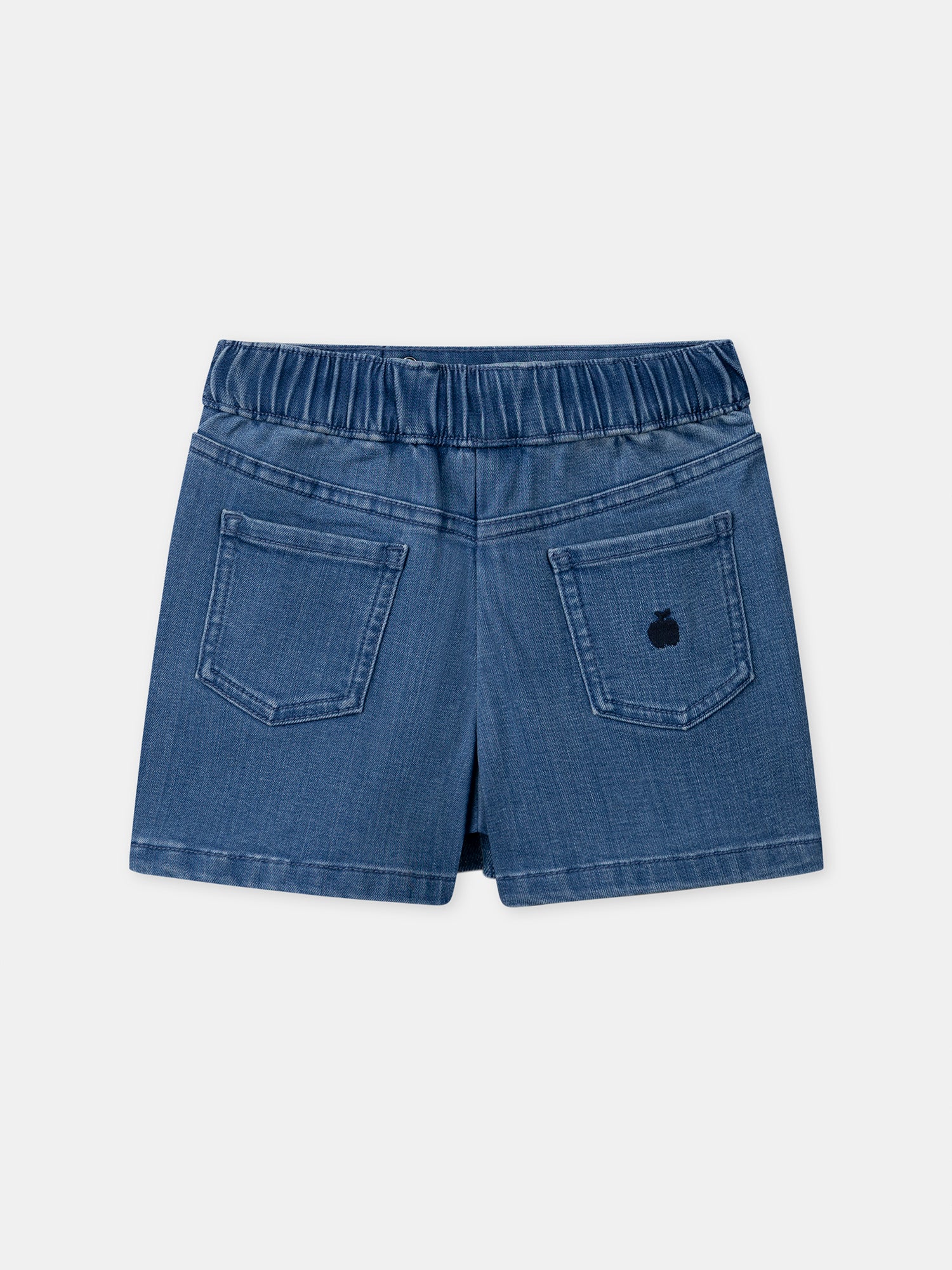 Jupe-short en jean bleu mi-plissée Fille - Image 7