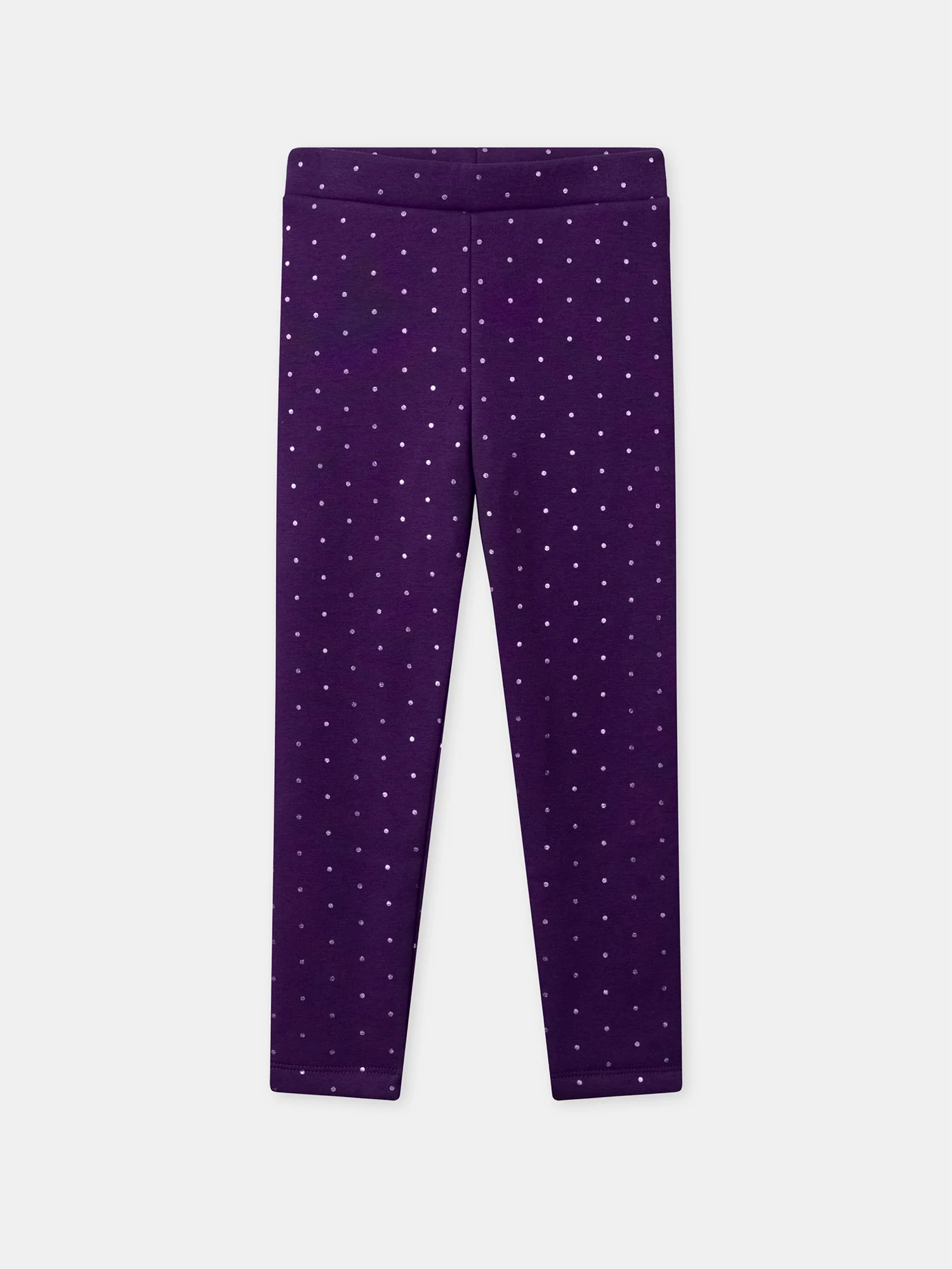 Lot de 2 leggings fourrés violet à pois ou bleu uni Fille - Image 2
