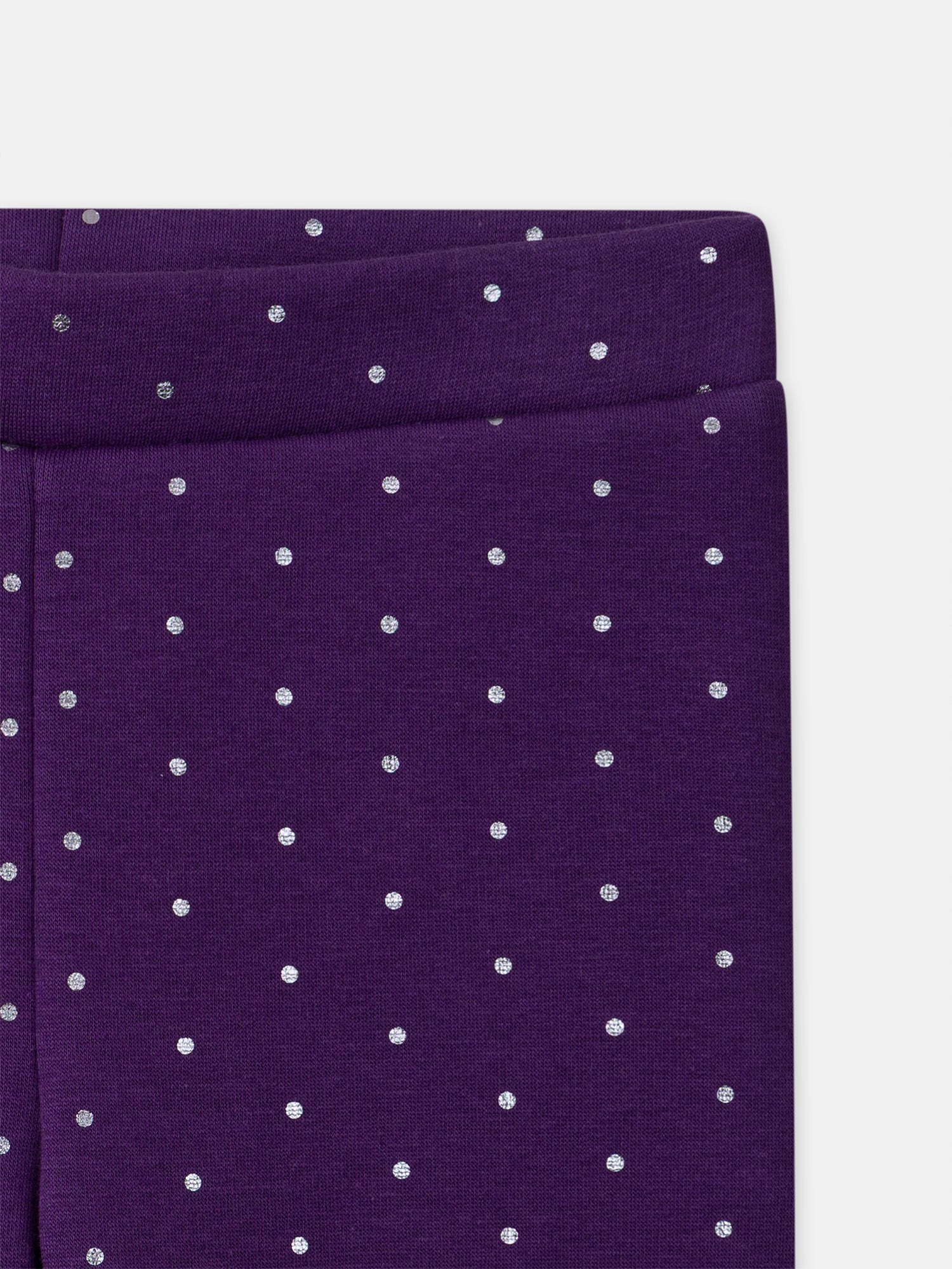 Lot de 2 leggings fourrés violet à pois ou bleu uni Fille - Image 3