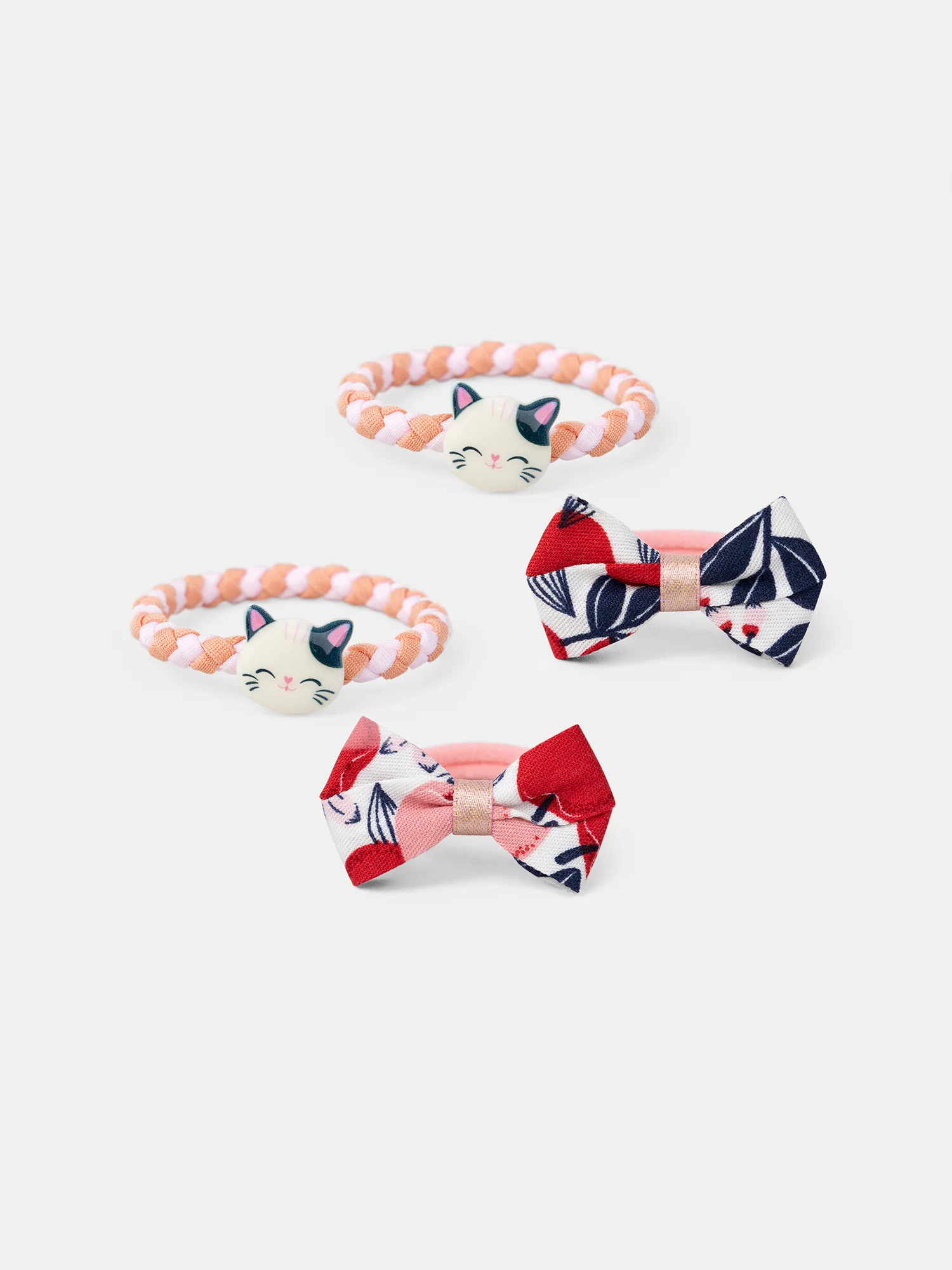 Lot de 2 paires d'élastiques chat ou nœud Fille