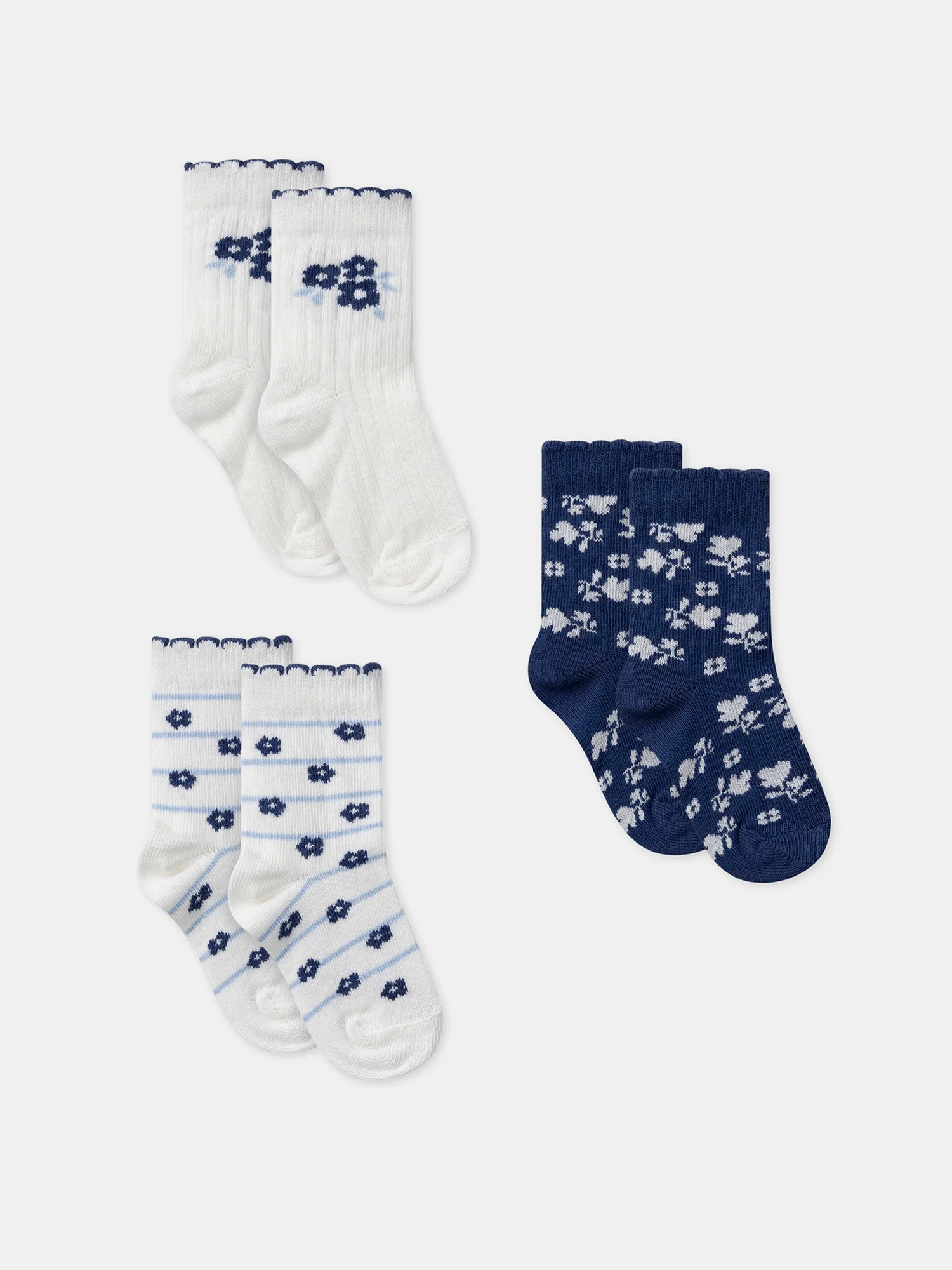 Lot de 3 chaussettes jacquard fleur