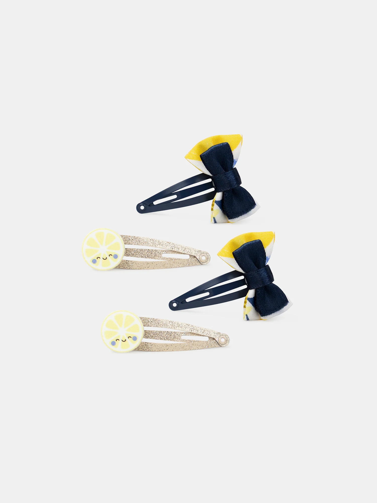 Lot de 4 barrettes citrons et nœuds Fille