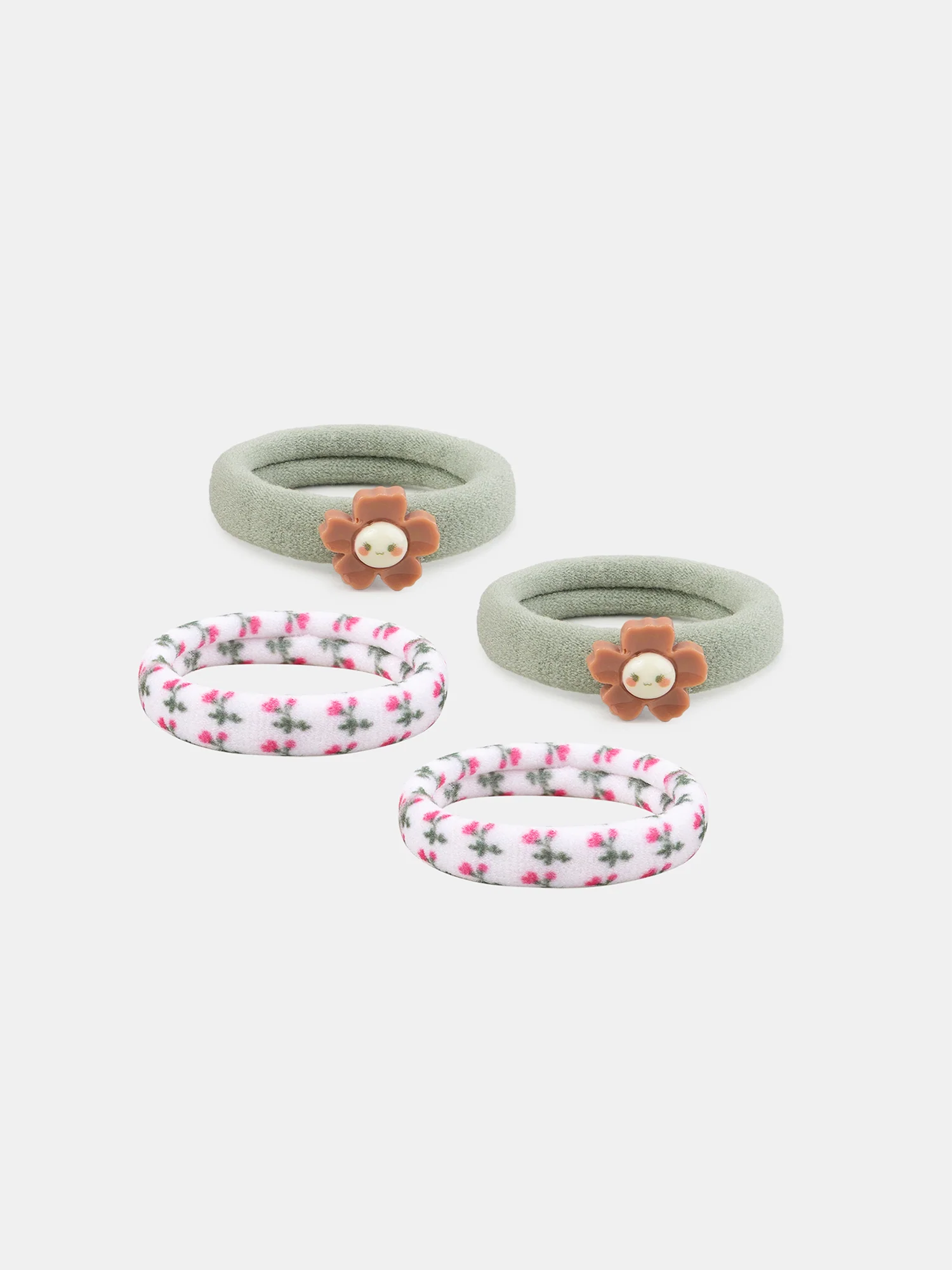 Lot de 4 élastiques imprimés et fleurs Fille