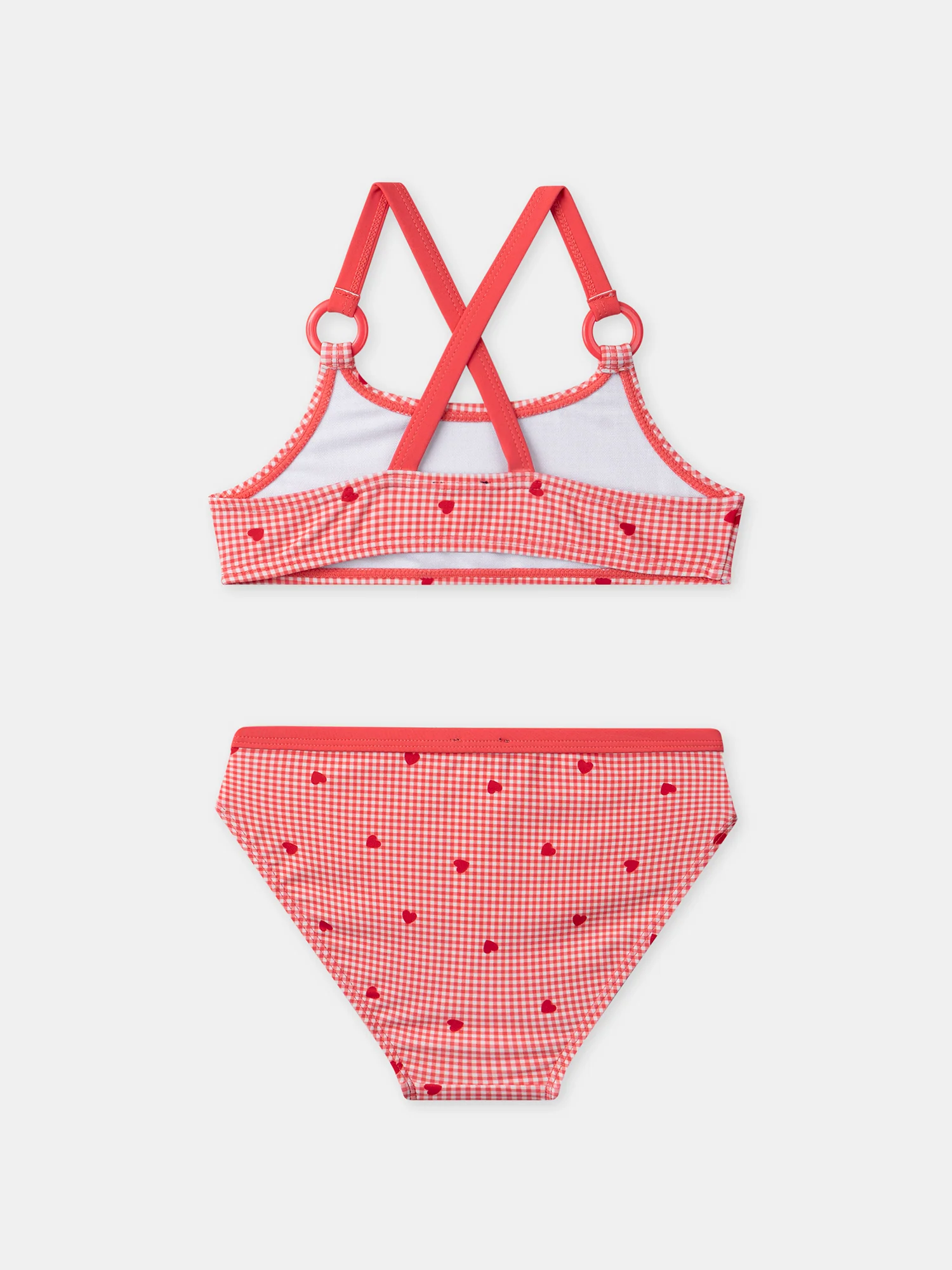 Maillot de bain deux pièces vichy et imprimé coeurs Fille - Image 4
