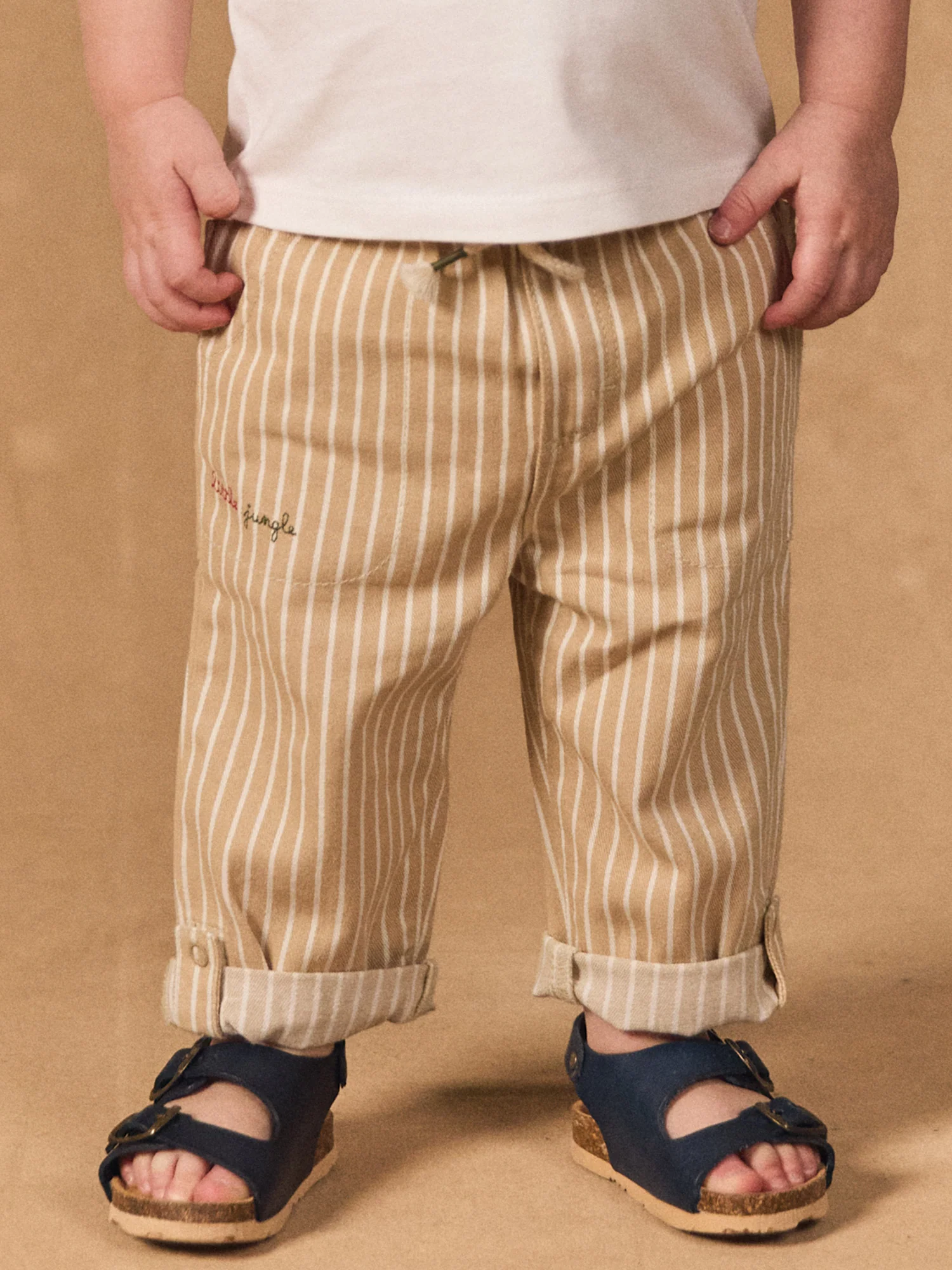 Pantalon à rayures et retroussables Bébé Garçon - Image 2