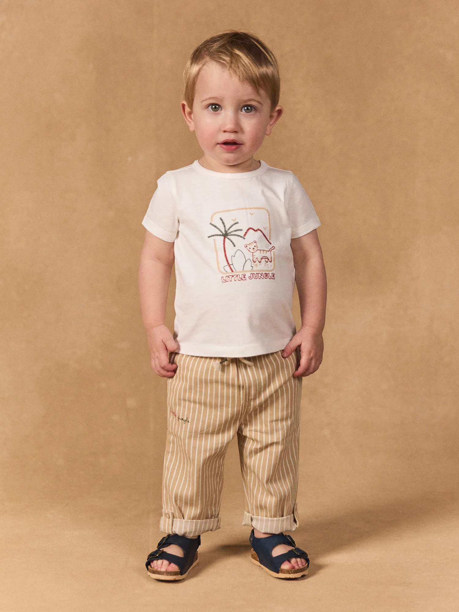 Pantalon à rayures et retroussables Bébé Garçon - Image 4