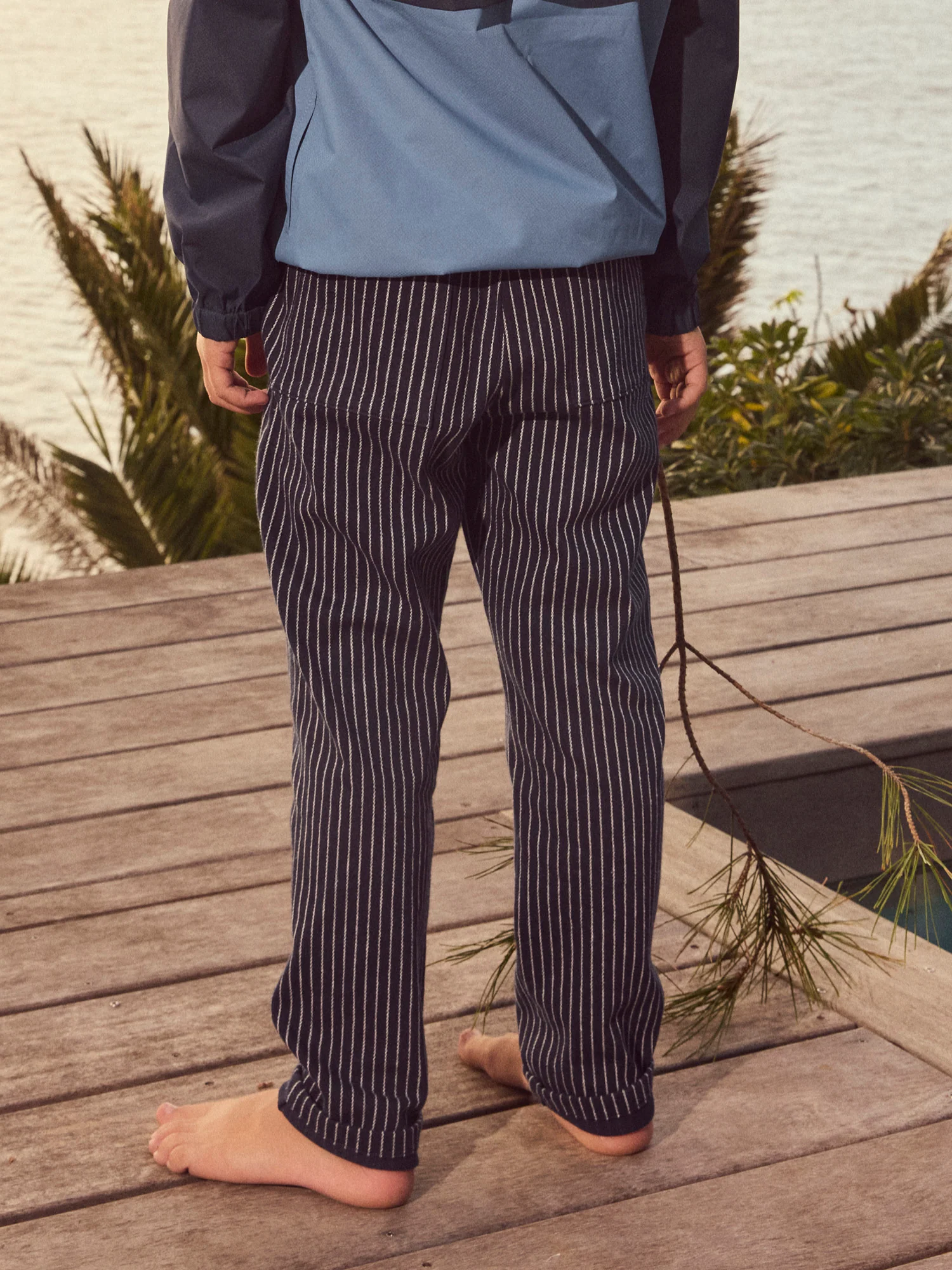 Pantalon bleu marine à rayures écru Garçon - Image 3