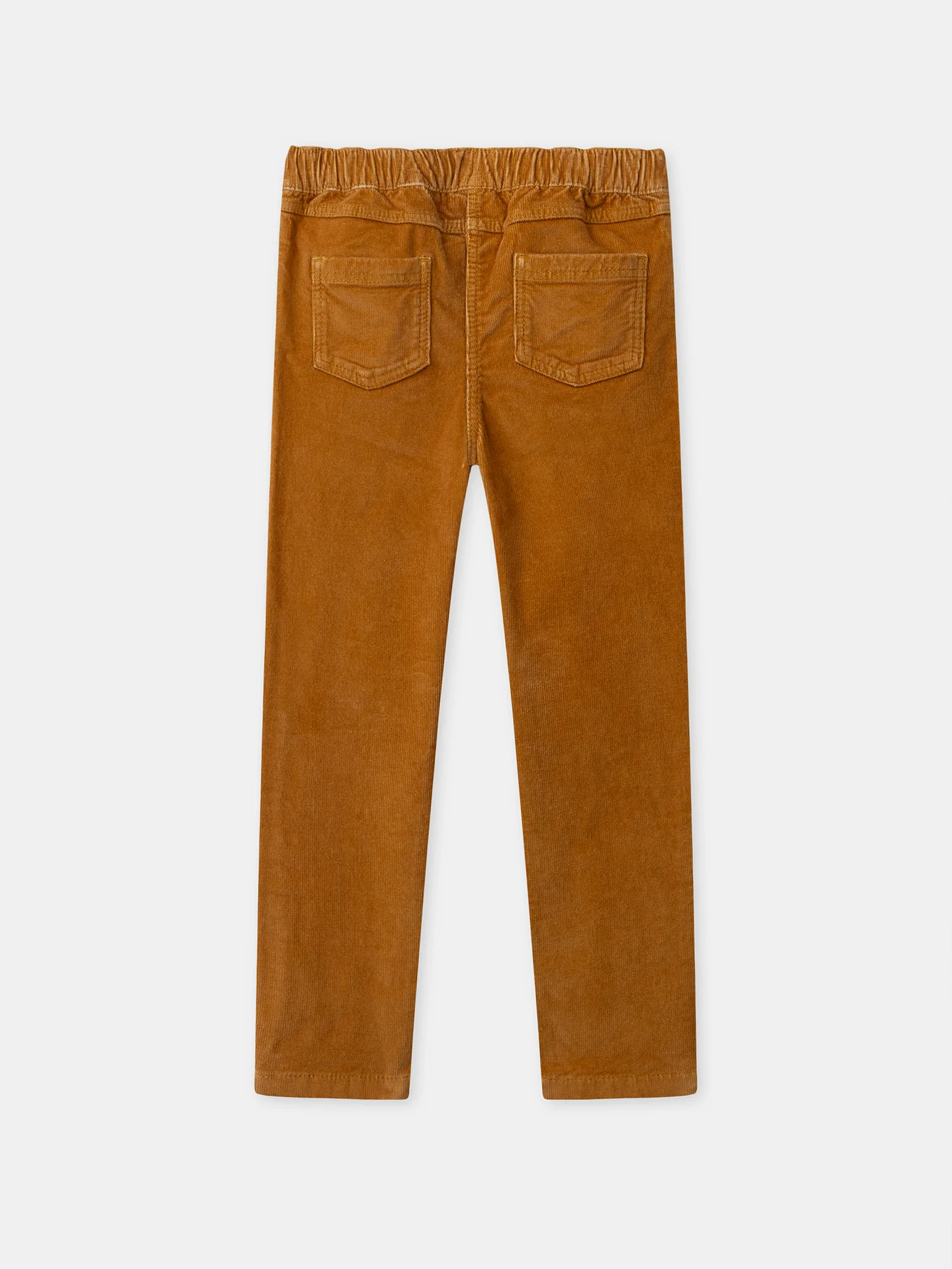 Pantalon marron en velours à broderies fleurs Fille - Image 5