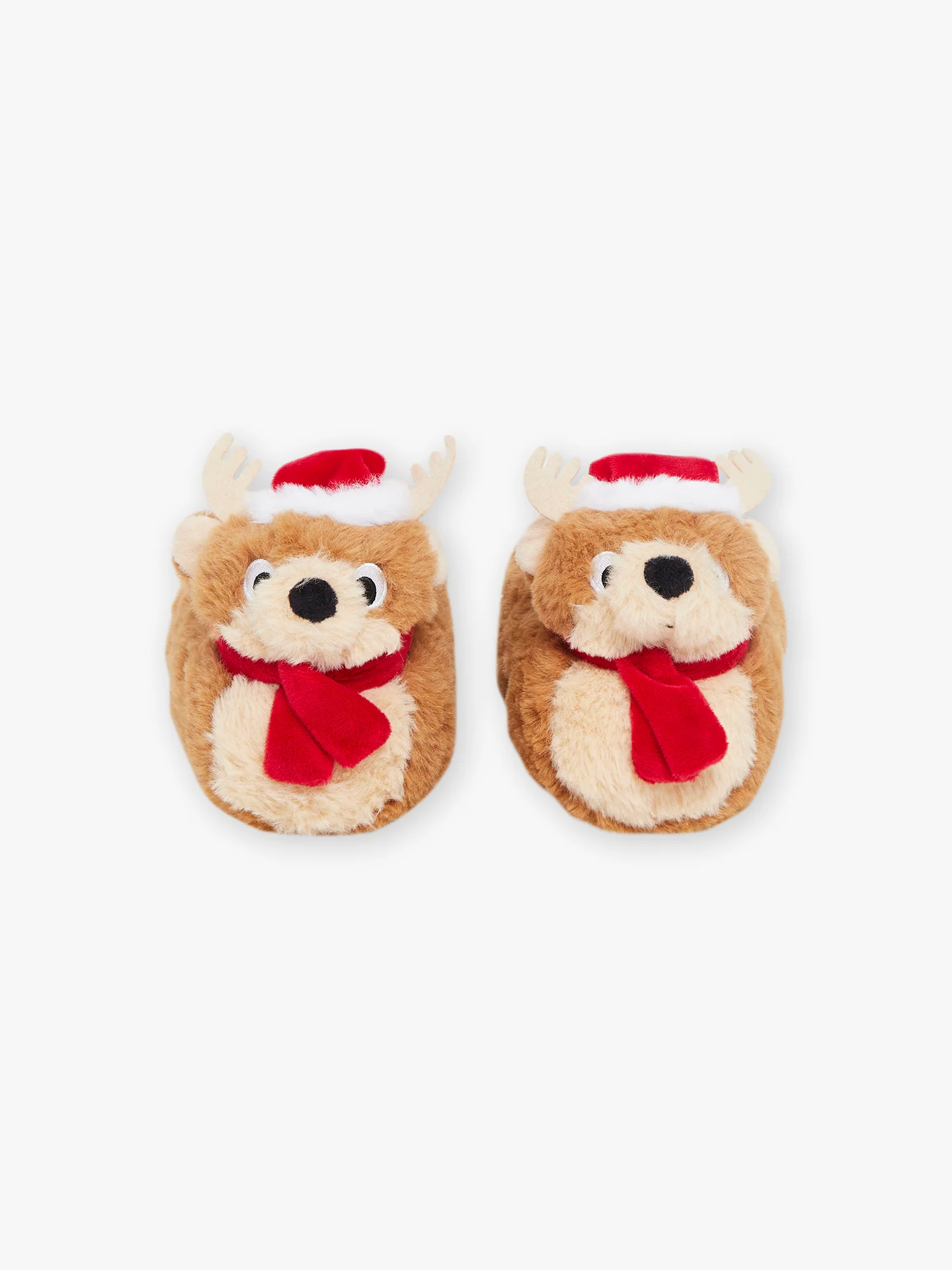 Pantoufles marron à animation 3D rennes de Noël - Image 3