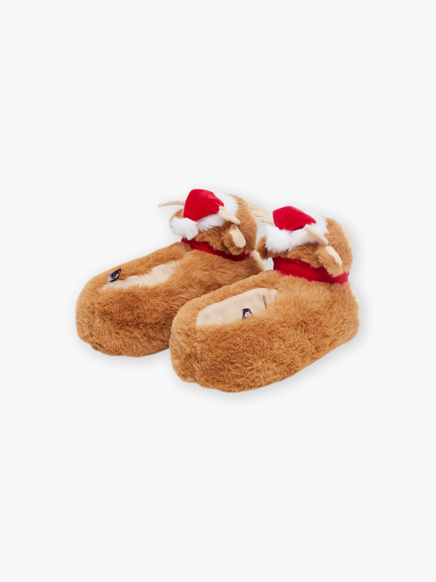 Pantoufles marron à animation 3D rennes de Noël - Image 4