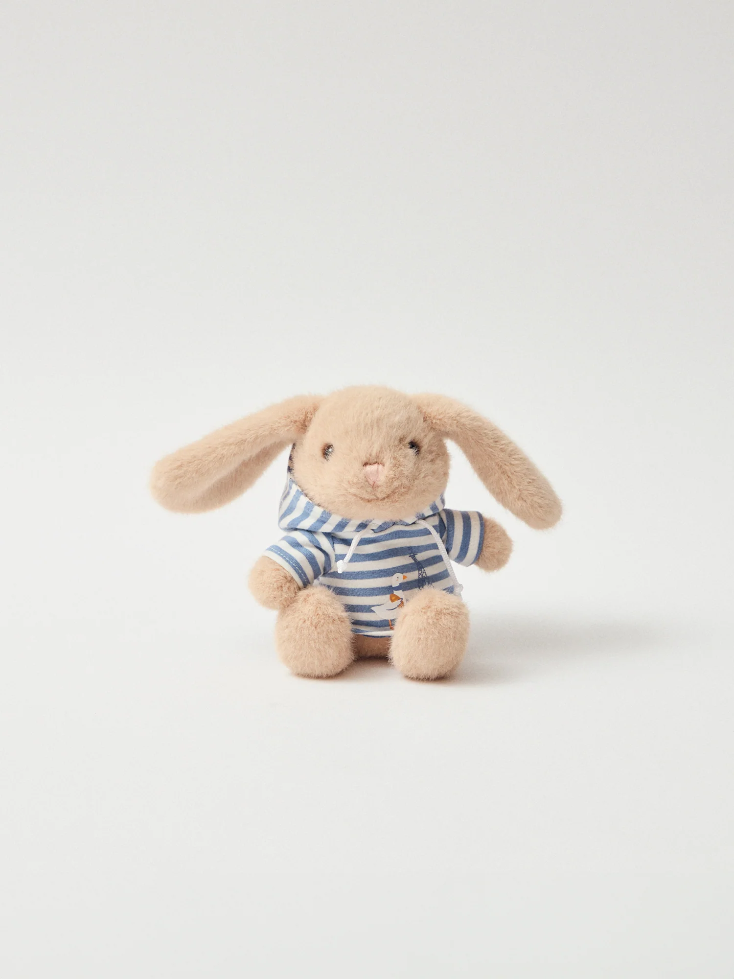 Peluche lapin beige avec sweat à rayures