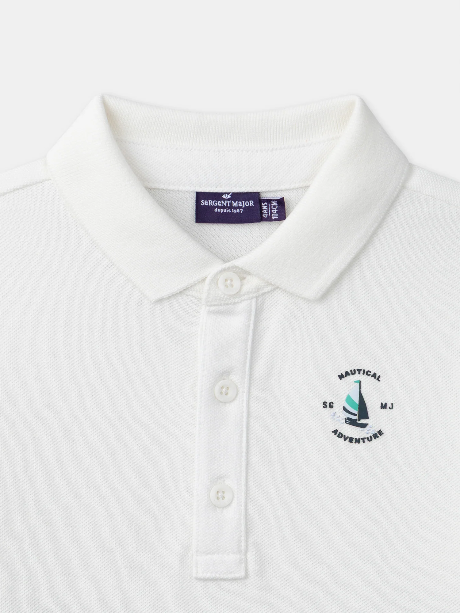 Polo blanc à rayures Garçon - Image 2
