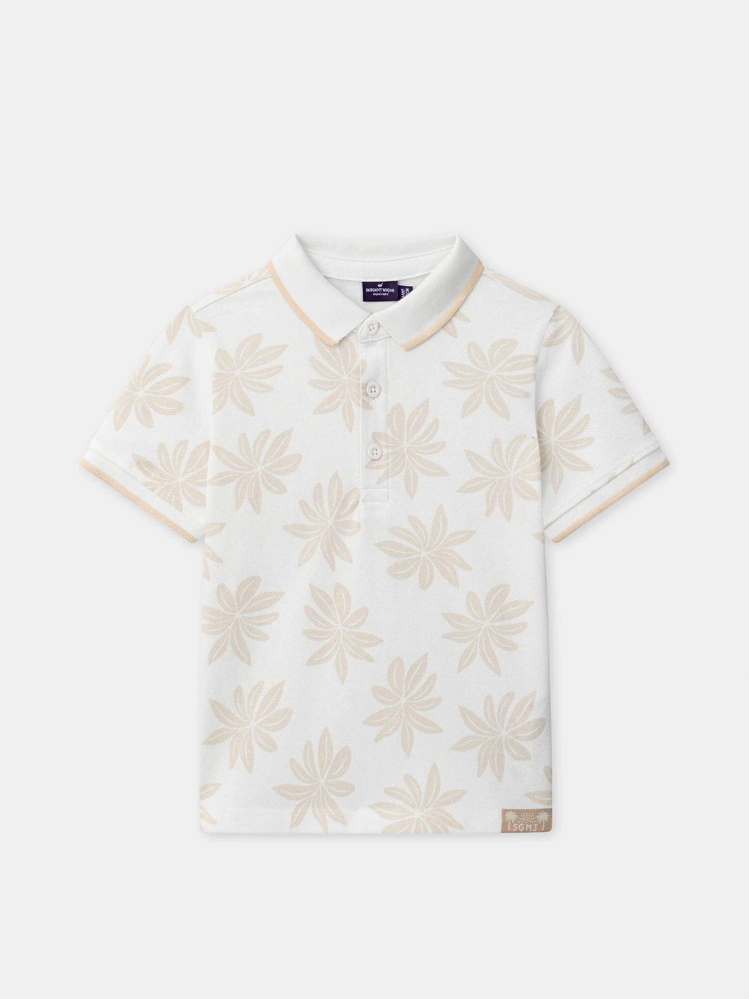 Polo écru à motifs plamiers Garçon