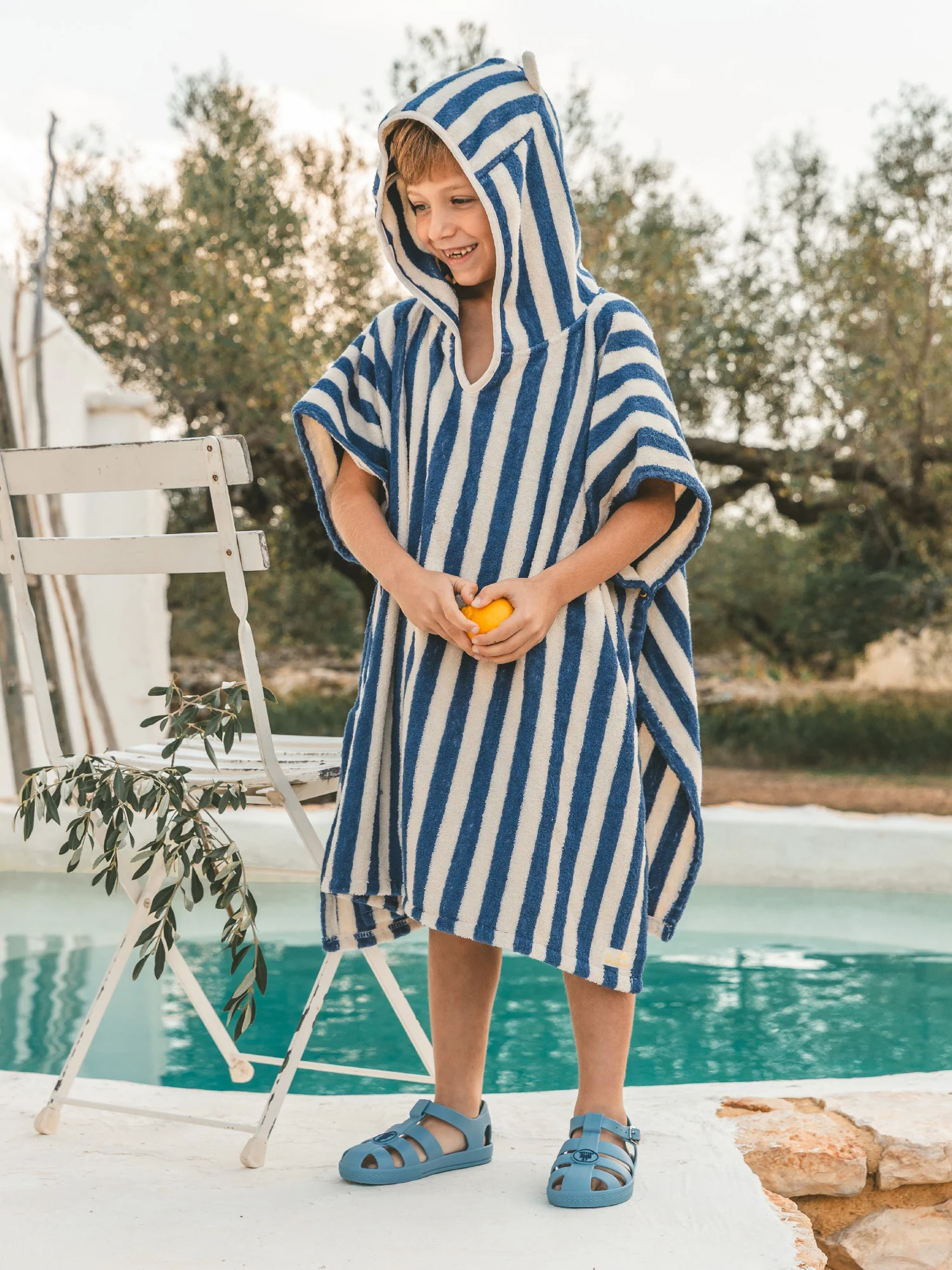 Poncho de bain à capuche et rayures bleues Garçon et Bébé Garçon - Image 2