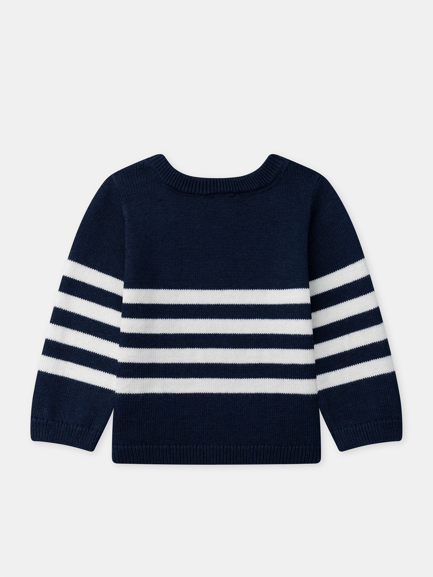 Pull bleu marine à rayures blancs Bébé Garçon - Image 5