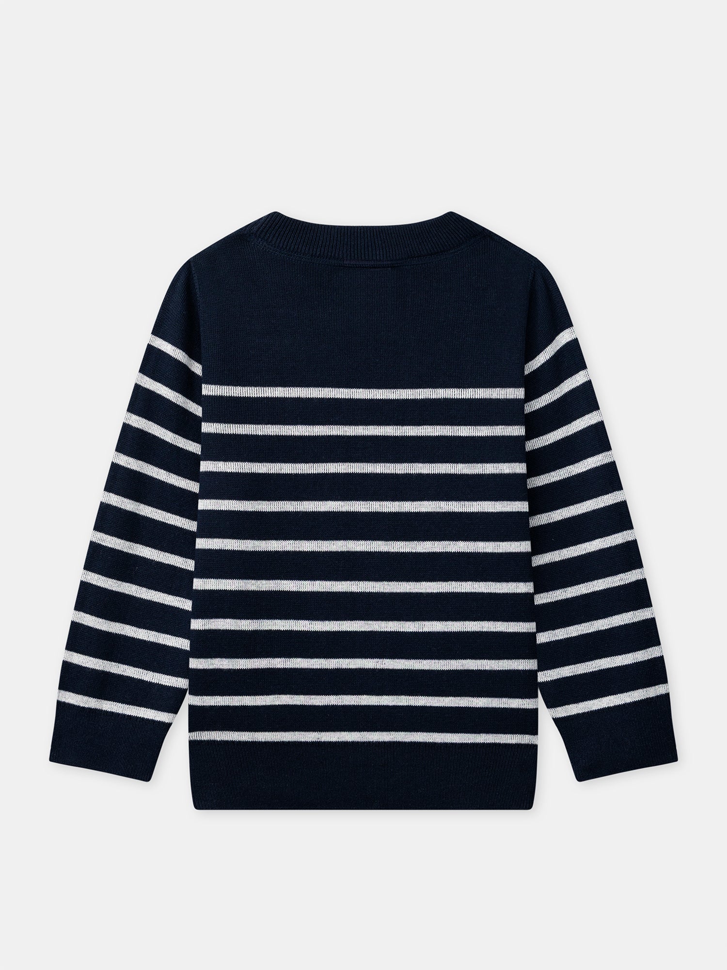 Pull réversible bleu marine uni ou à rayures blancs Garçon - Image 10