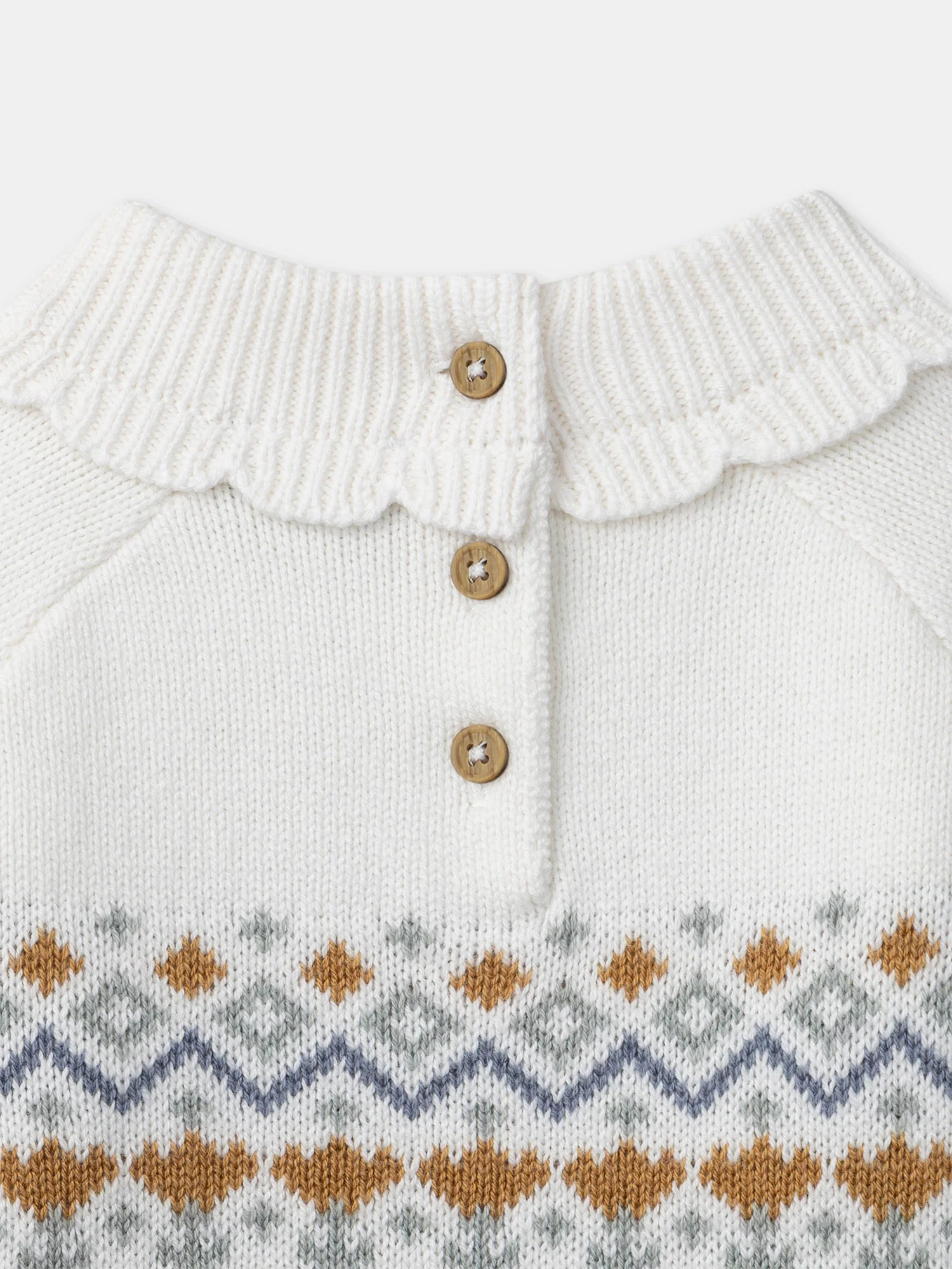 Pull blanc à motif jacquard Bébé Fille - Image 3
