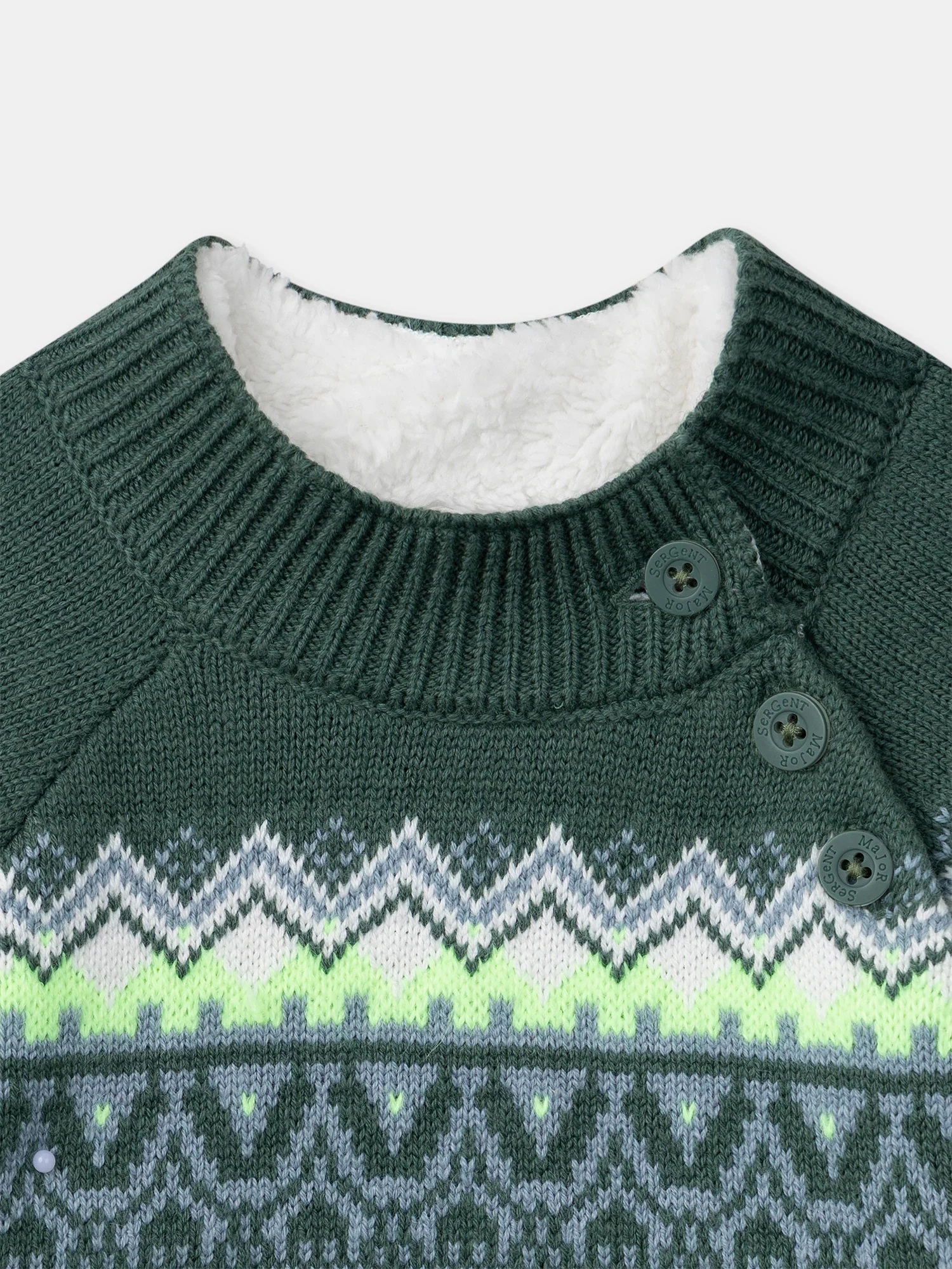 Pull blanc et vert à motif jacquard Garçon - Image 5