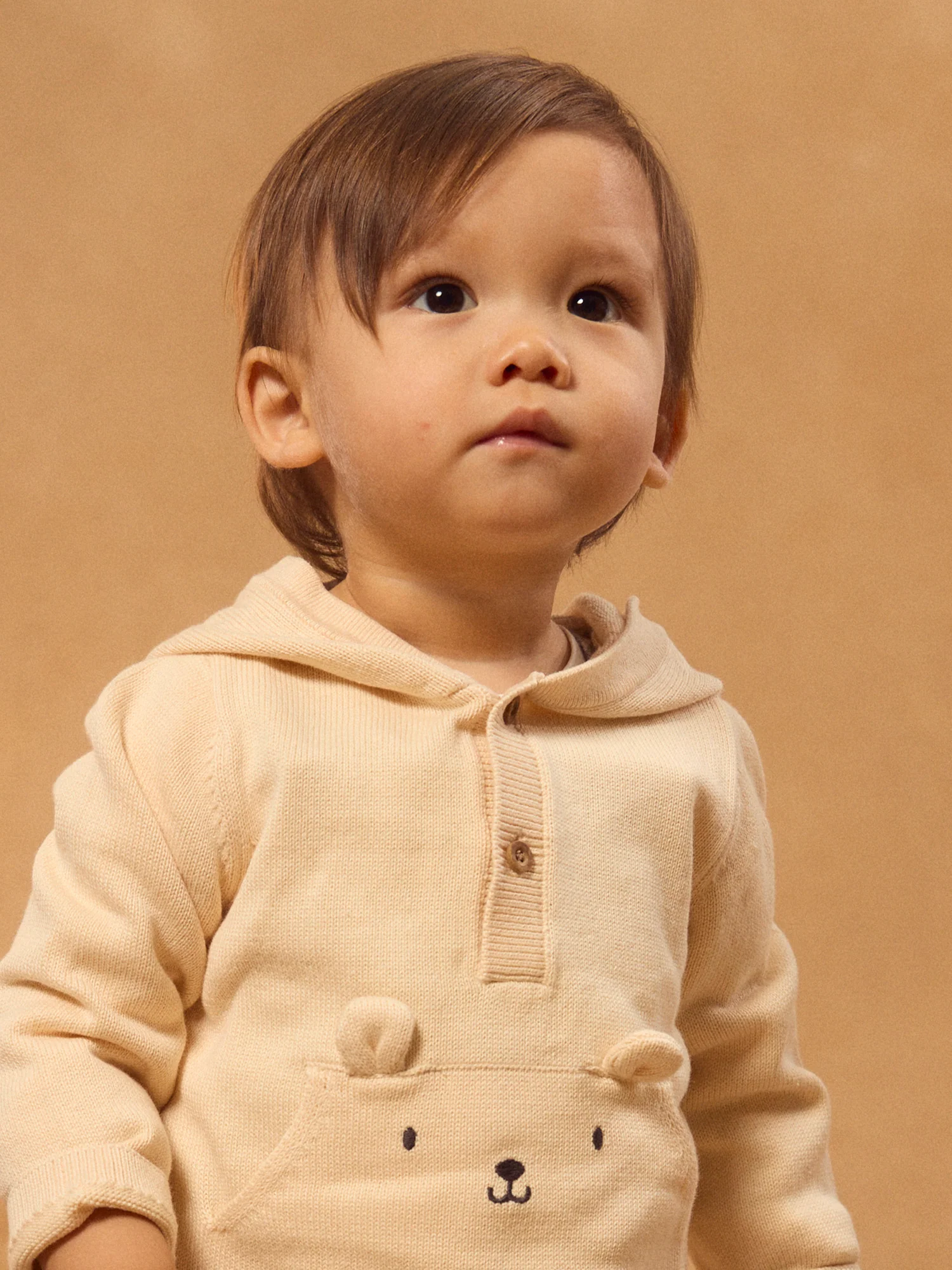 Pull à capuche beige Bébé Garçon - Image 3